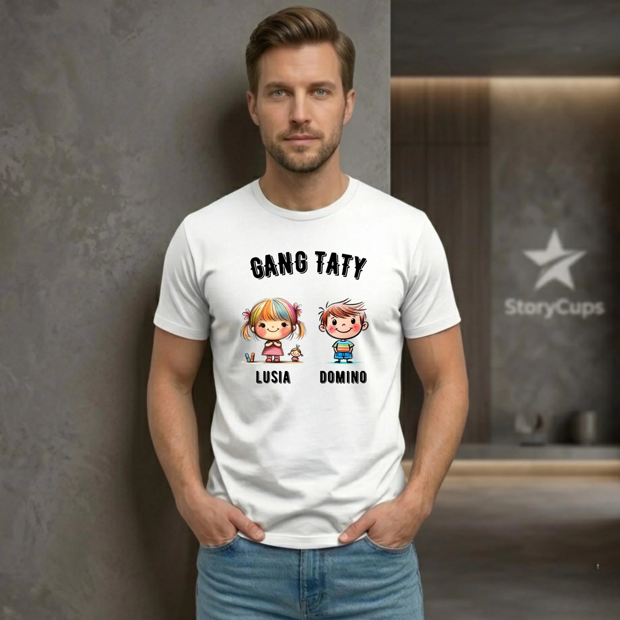 Koszulka dla taty z imionami dzieci - Gang taty - personalizowana DT09 - StoryCups.pl