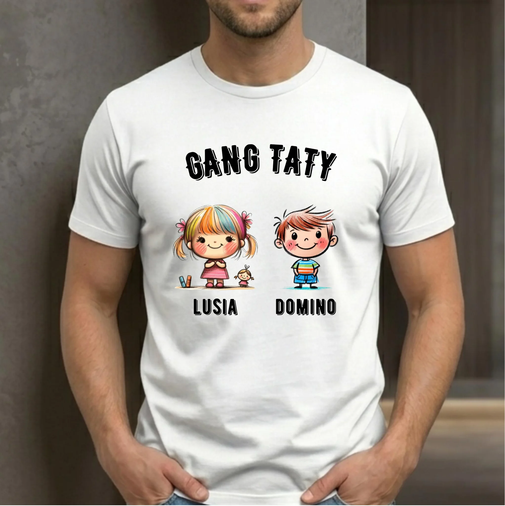 Koszulka dla taty z imionami dzieci - Gang taty - personalizowana DT09 - StoryCups.pl