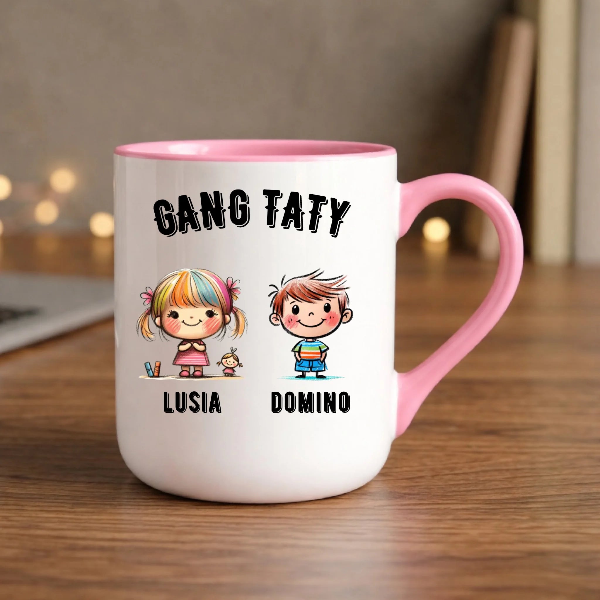 Kubek elegant dla taty z imionami dzieci - Gang taty - personalizowany DT09 - StoryCups.pl
