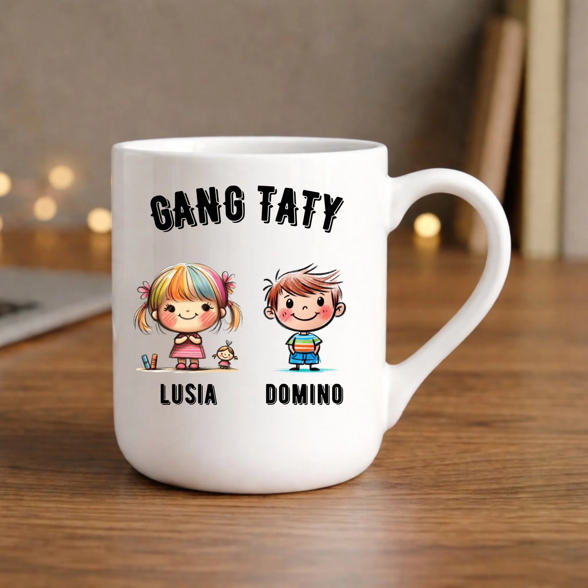 Kubek elegant dla taty z imionami dzieci - Gang taty - personalizowany DT09 - StoryCups.pl