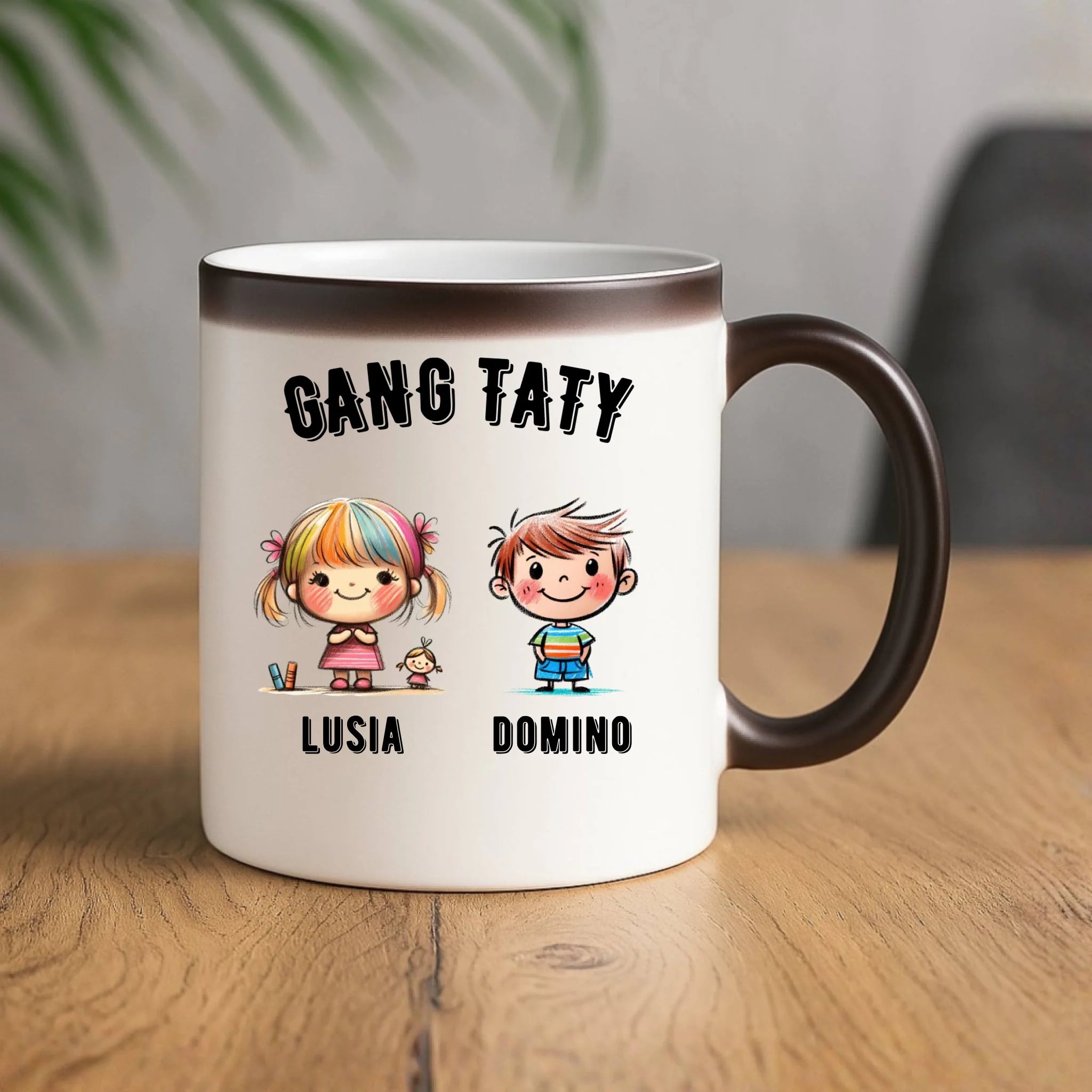 Kubek magiczny dla taty z imionami dzieci - Gang taty - personalizowany DT09 - StoryCups.pl