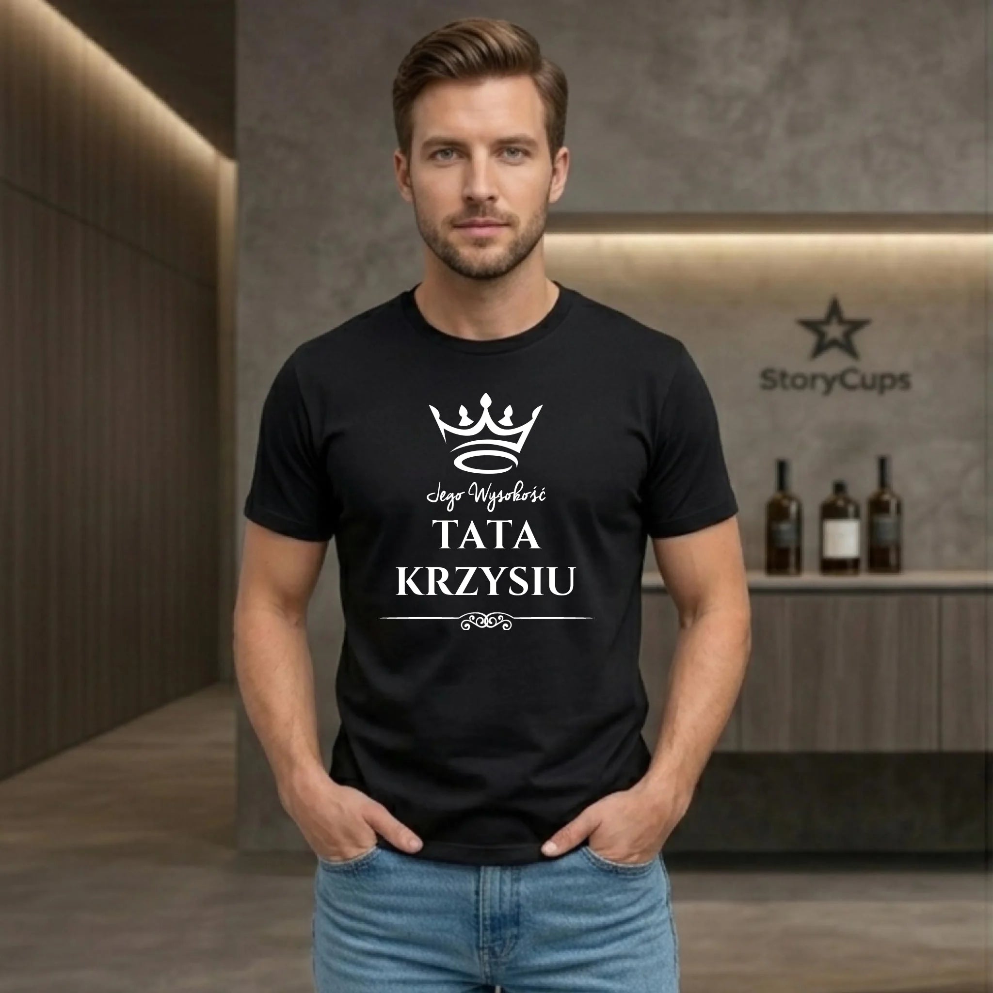 Koszulka dla taty - Jego Wysokość Tata - personalizowana DT11 - StoryCups.pl