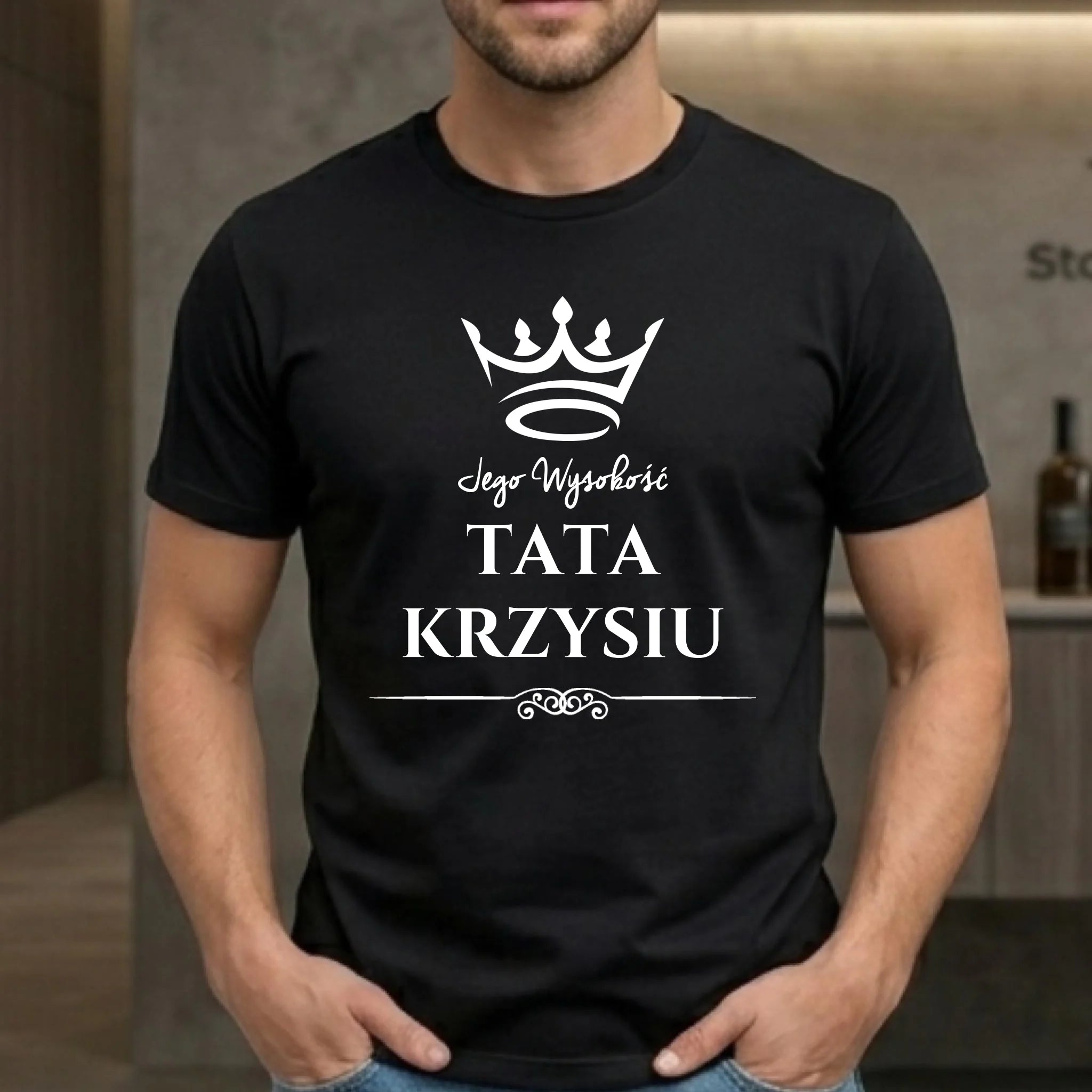 Koszulka dla taty - Jego Wysokość Tata - personalizowana DT11 - StoryCups.pl