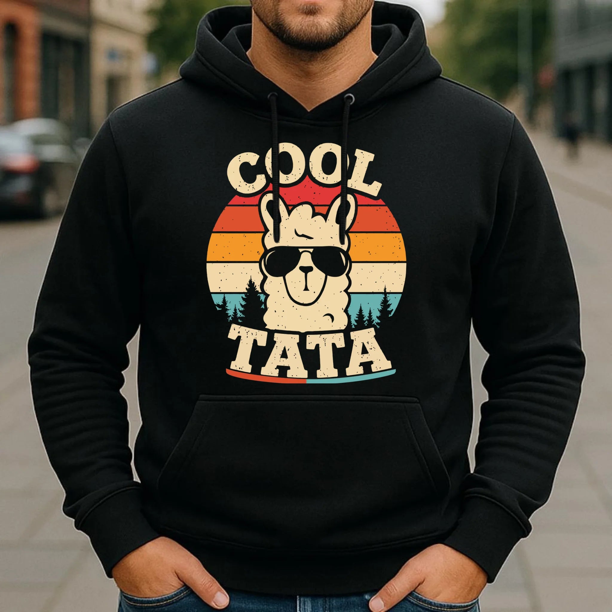 Bluza z kapturem dla taty - Lama w okularach Cool tata DT04 - StoryCups.pl