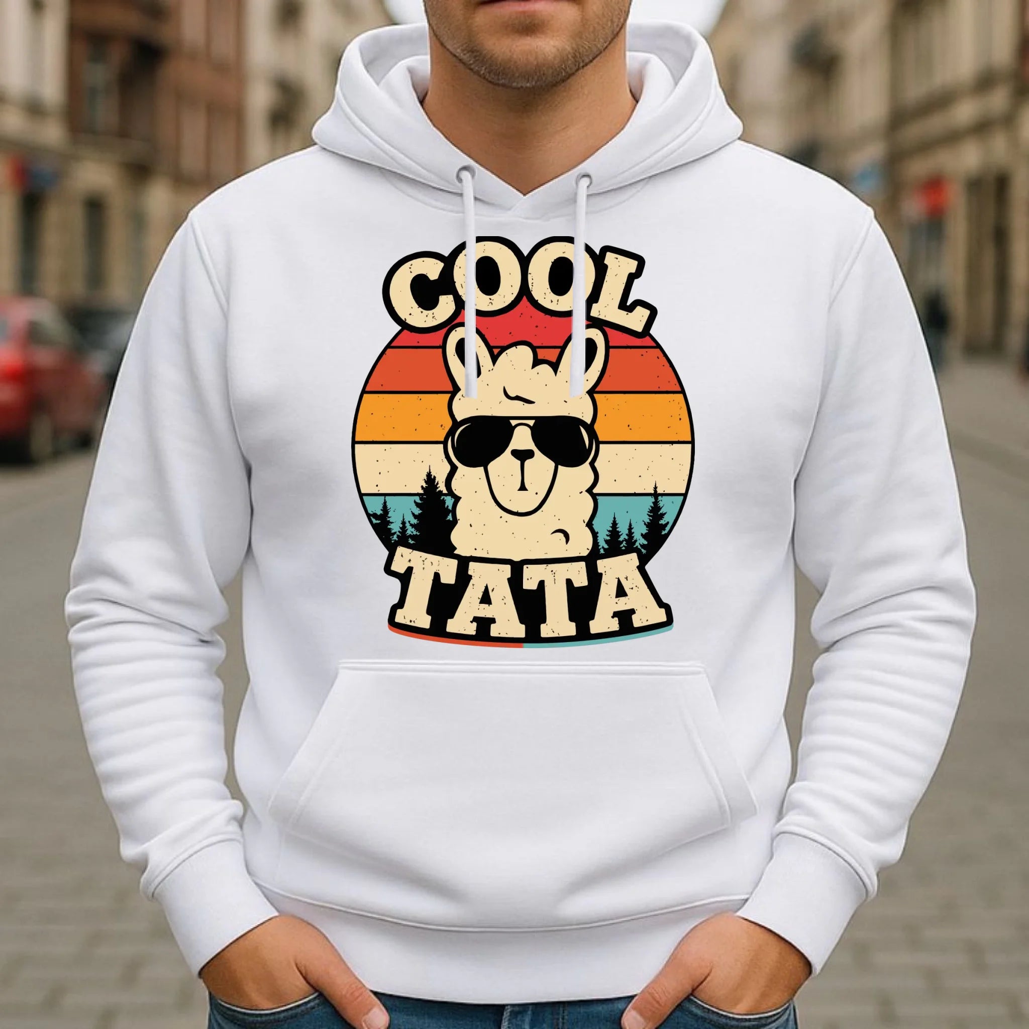 Bluza z kapturem dla taty - Lama w okularach Cool tata DT04 - StoryCups.pl