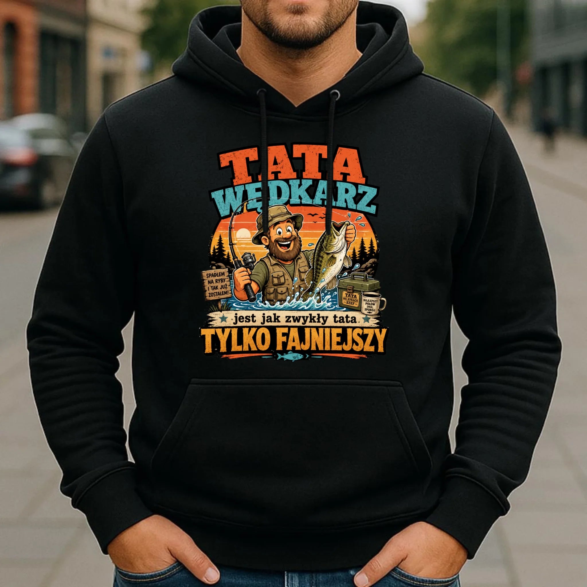 Bluza z kapturem dla taty wędkarza - Tata wędkarz DT06 - StoryCups.pl