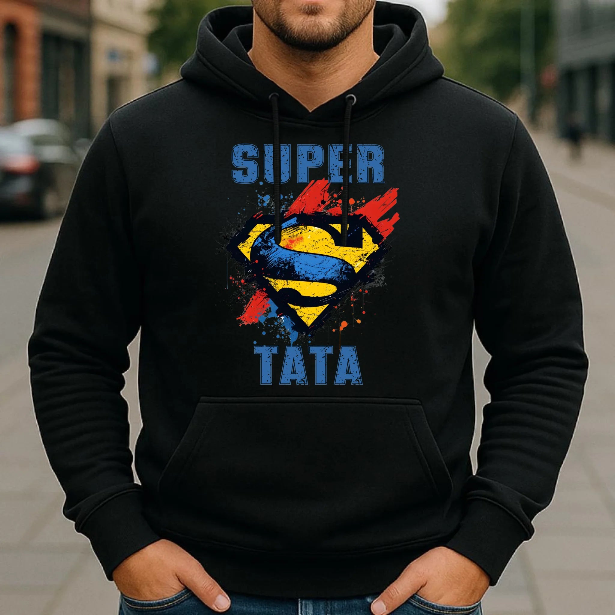 Bluza z kapturem dla taty - Super Tata superbohater DT07 - StoryCups.pl