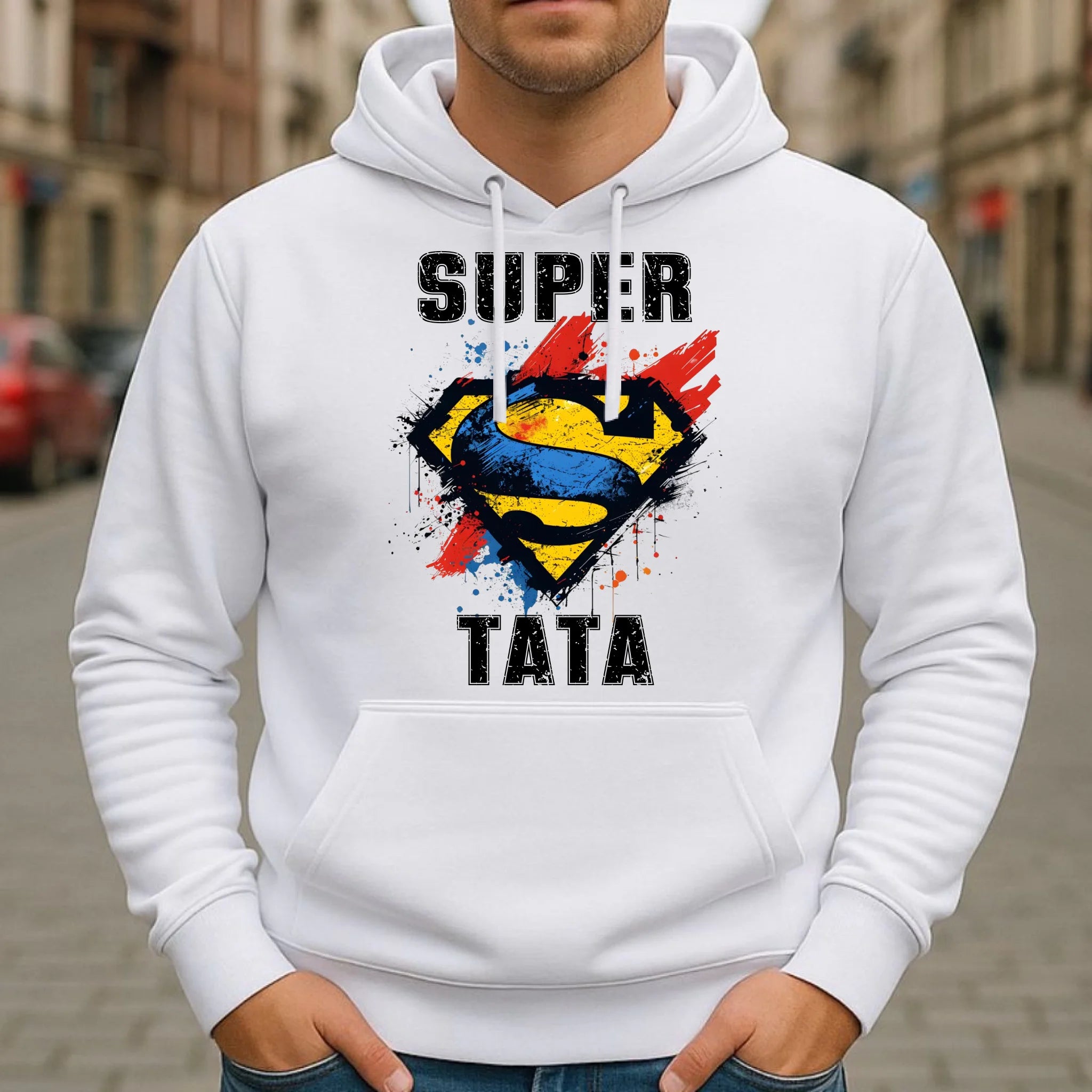 Bluza z kapturem dla taty - Super Tata superbohater DT07 - StoryCups.pl