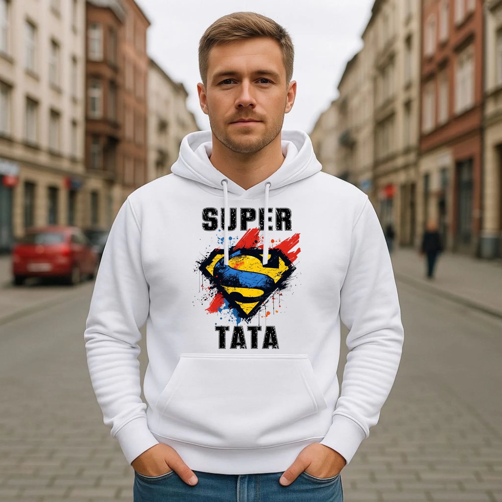 Bluza z kapturem dla taty - Super Tata superbohater DT07 - StoryCups.pl