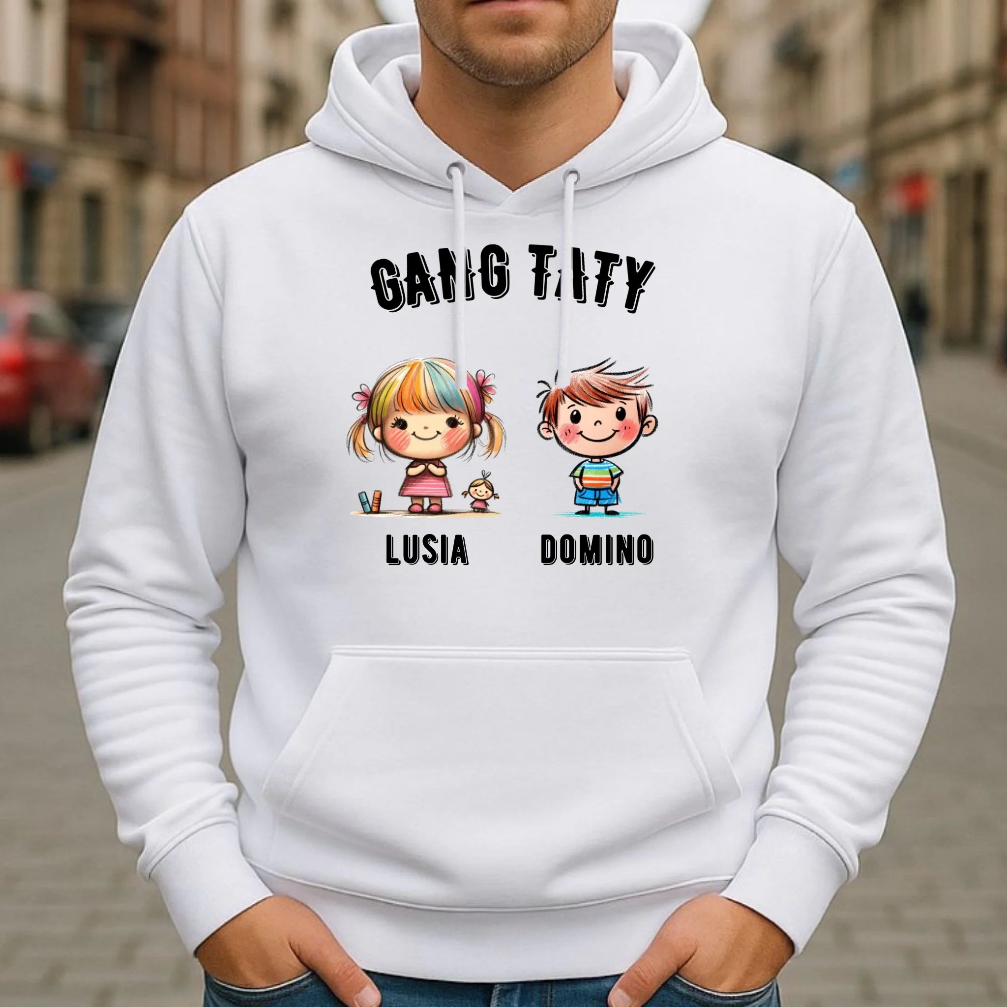 Bluza z kapturem dla taty z imionami dzieci - Gang taty - personalizowana DT09 - StoryCups.pl