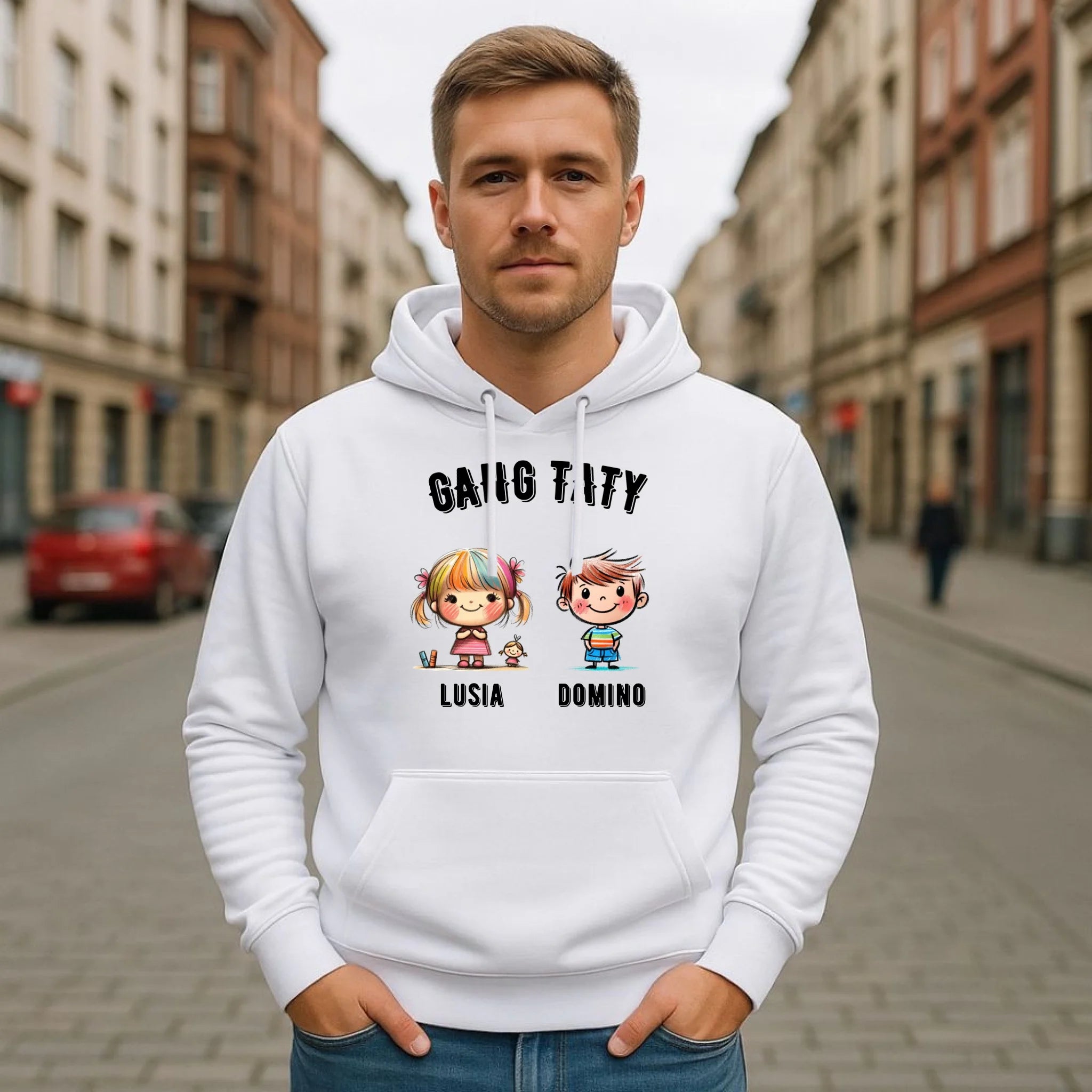 Bluza z kapturem dla taty z imionami dzieci - Gang taty - personalizowana DT09 - StoryCups.pl