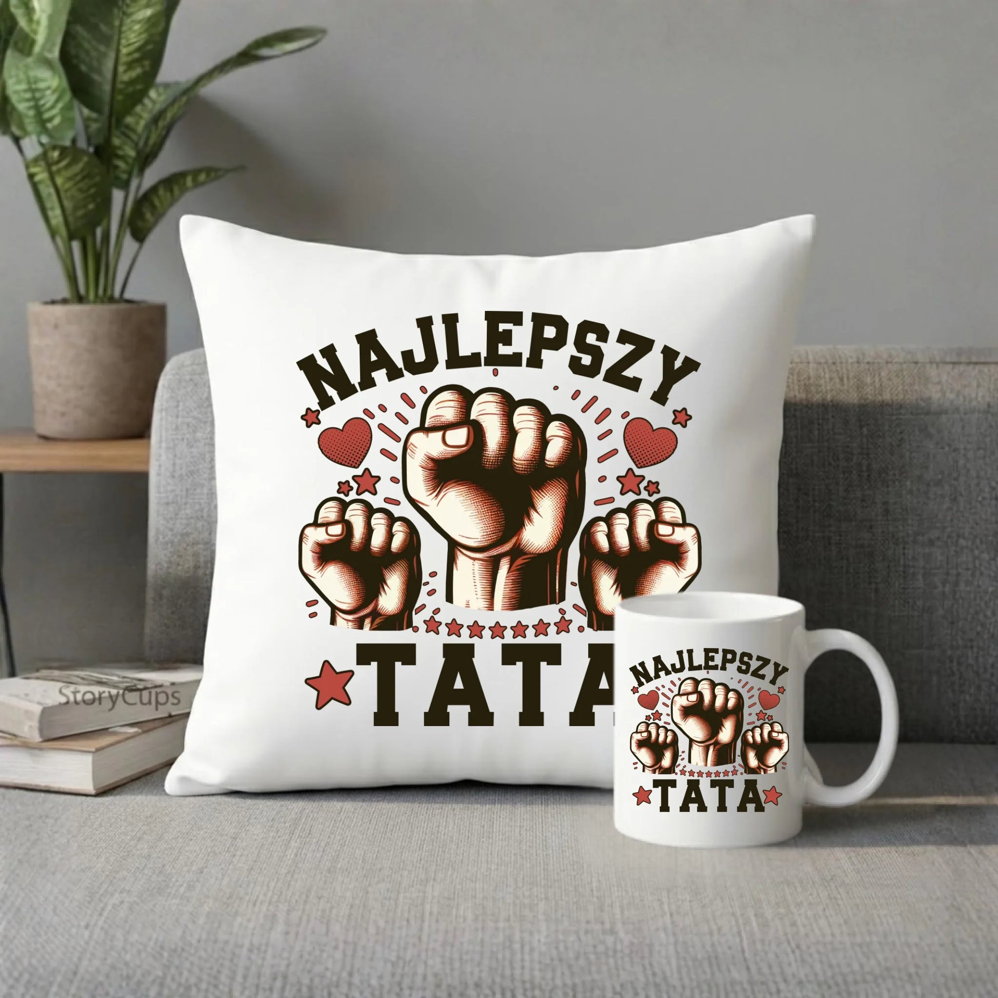 Zestaw poduszka i kubek dla taty - Najlepszy tata DT12 - StoryCups.pl