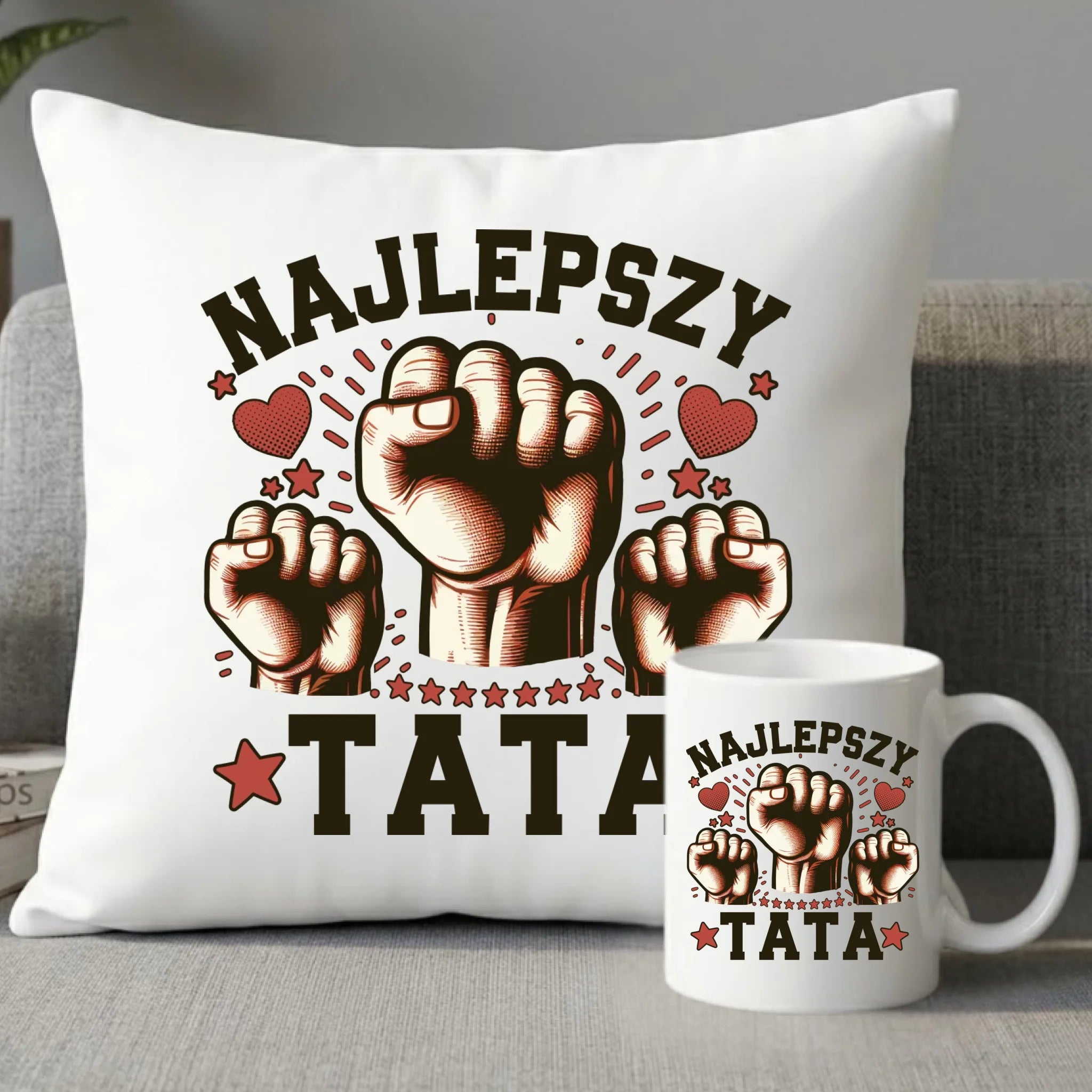 Zestaw poduszka i kubek dla taty - Najlepszy tata DT12 - StoryCups.pl