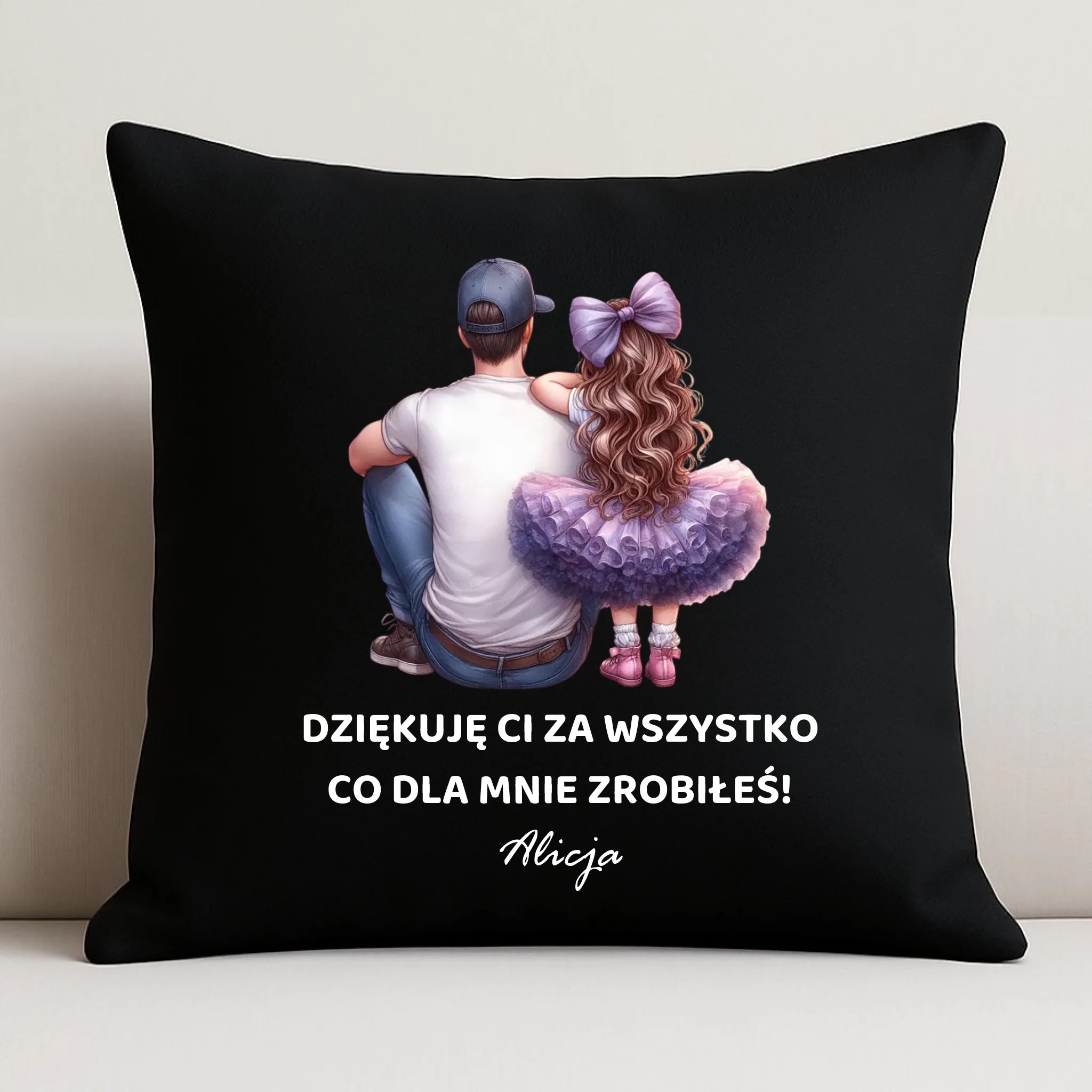 Poduszka dekoracyjna dla taty od córki - Dziękuję Ci Tato - personalizowana DT14 - StoryCups.pl