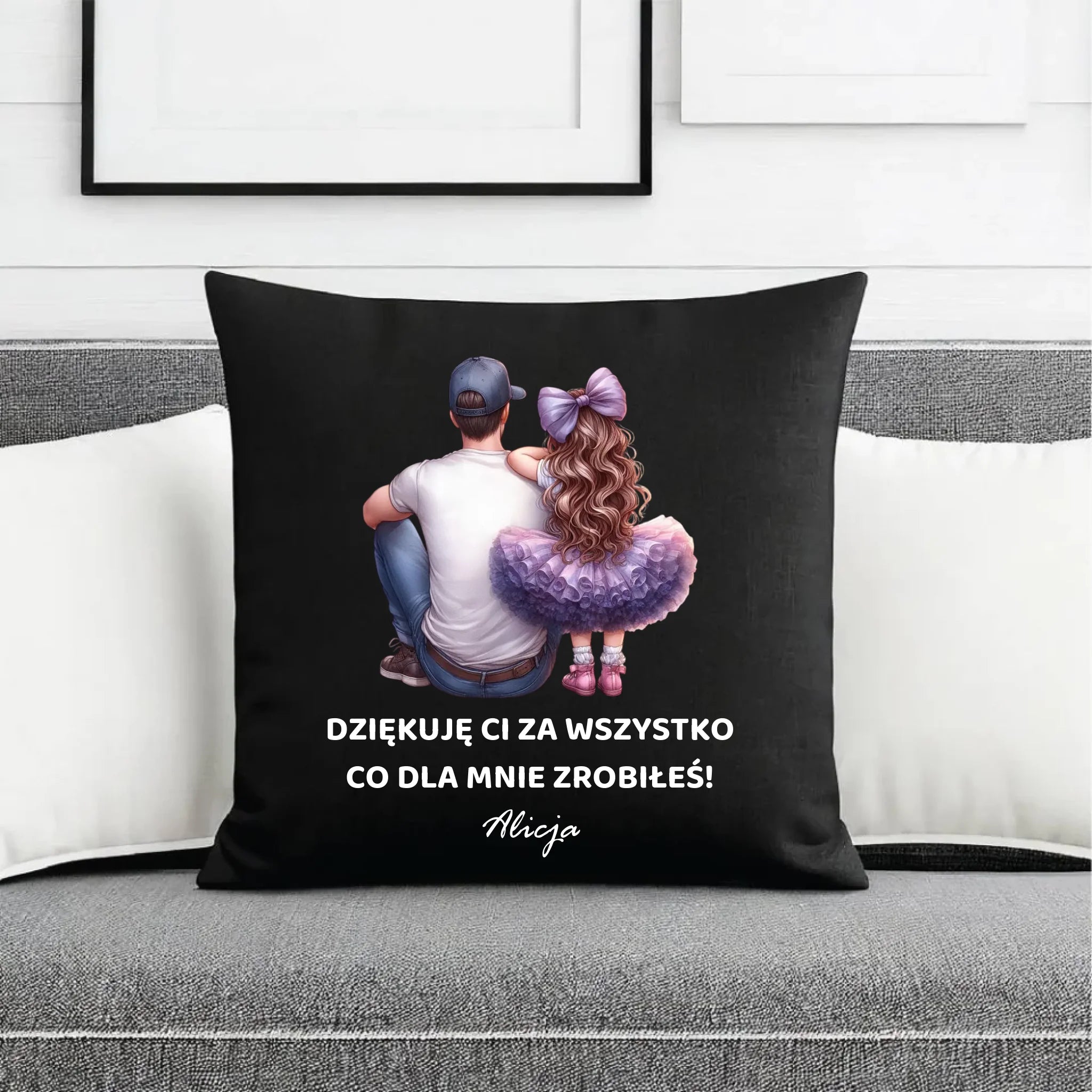 Poduszka dekoracyjna dla taty od córki - Dziękuję Ci Tato - personalizowana DT14 - StoryCups.pl