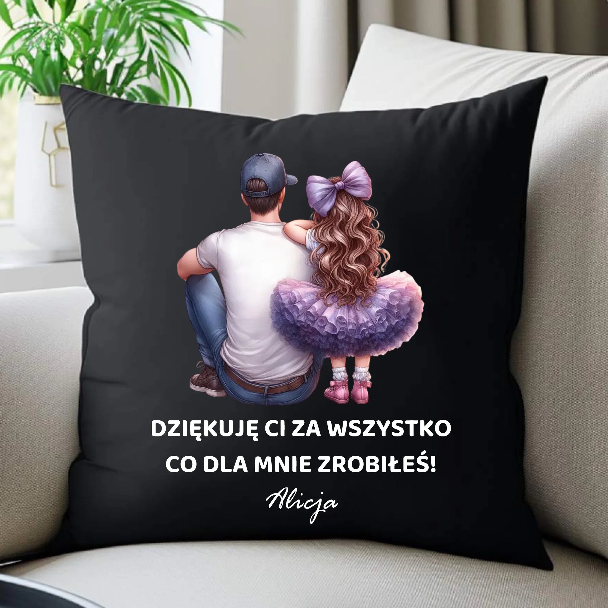 Poduszka dekoracyjna dla taty od córki - Dziękuję Ci Tato - personalizowana DT14 - StoryCups.pl