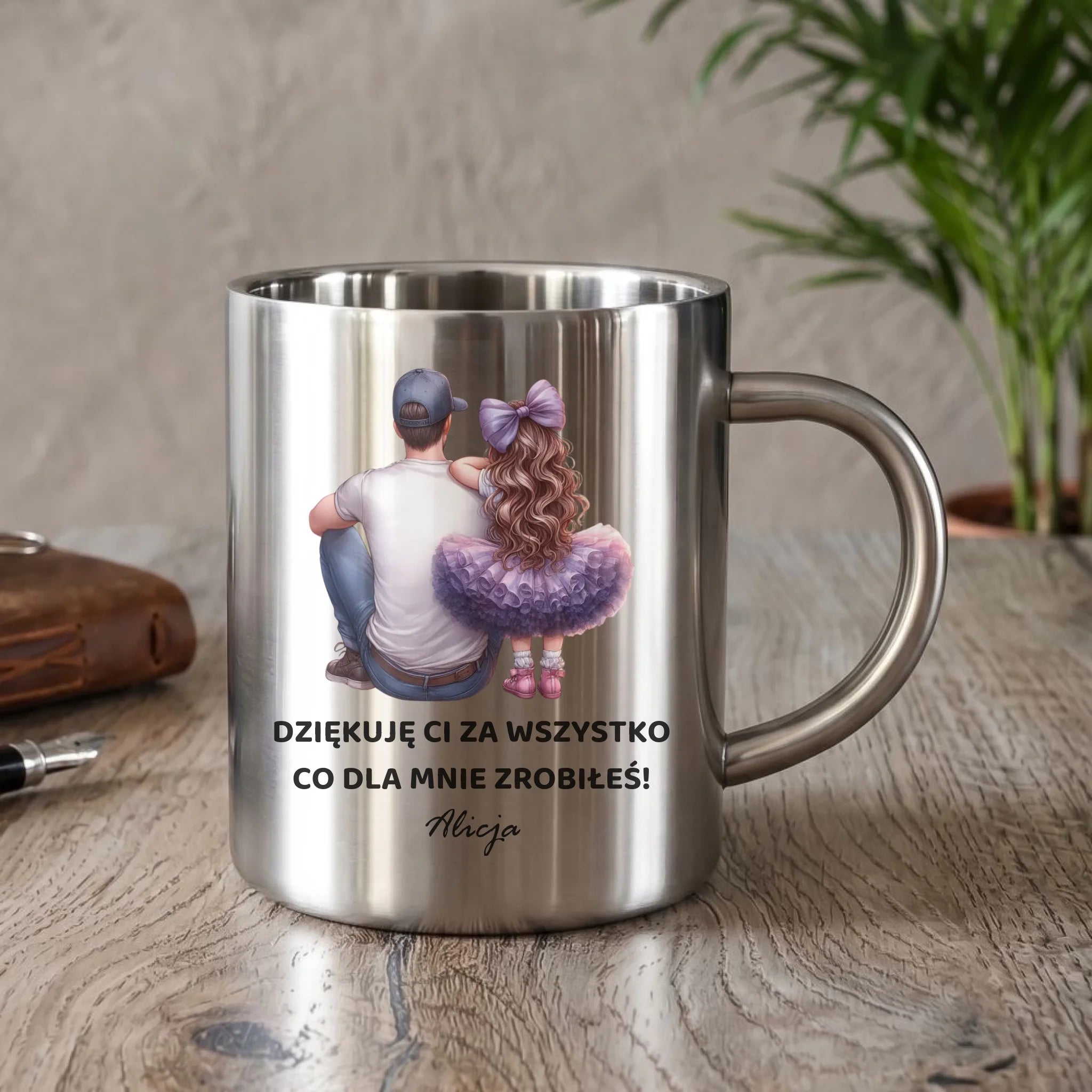 Kubek turystyczny dla taty od córki - Dziękuję Ci Tato - personalizowany DT14 - StoryCups.pl