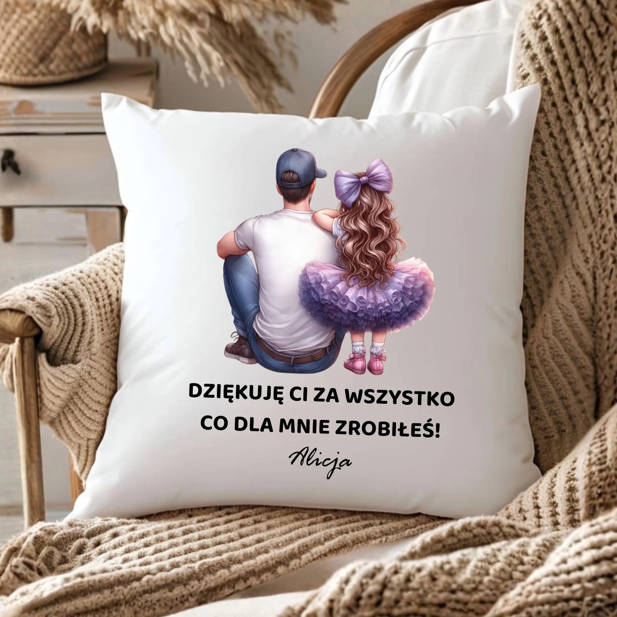 Poduszka dla taty od córki - Dziękuję Ci Tato - personalizowana DT14 - StoryCups.pl
