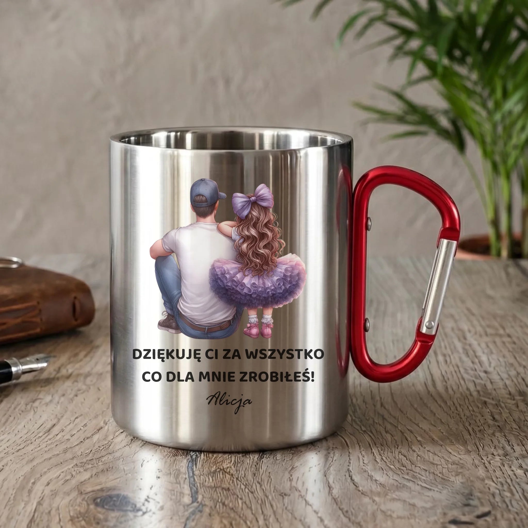 Kubek turystyczny dla taty od córki - Dziękuję Ci Tato - personalizowany DT14 - StoryCups.pl