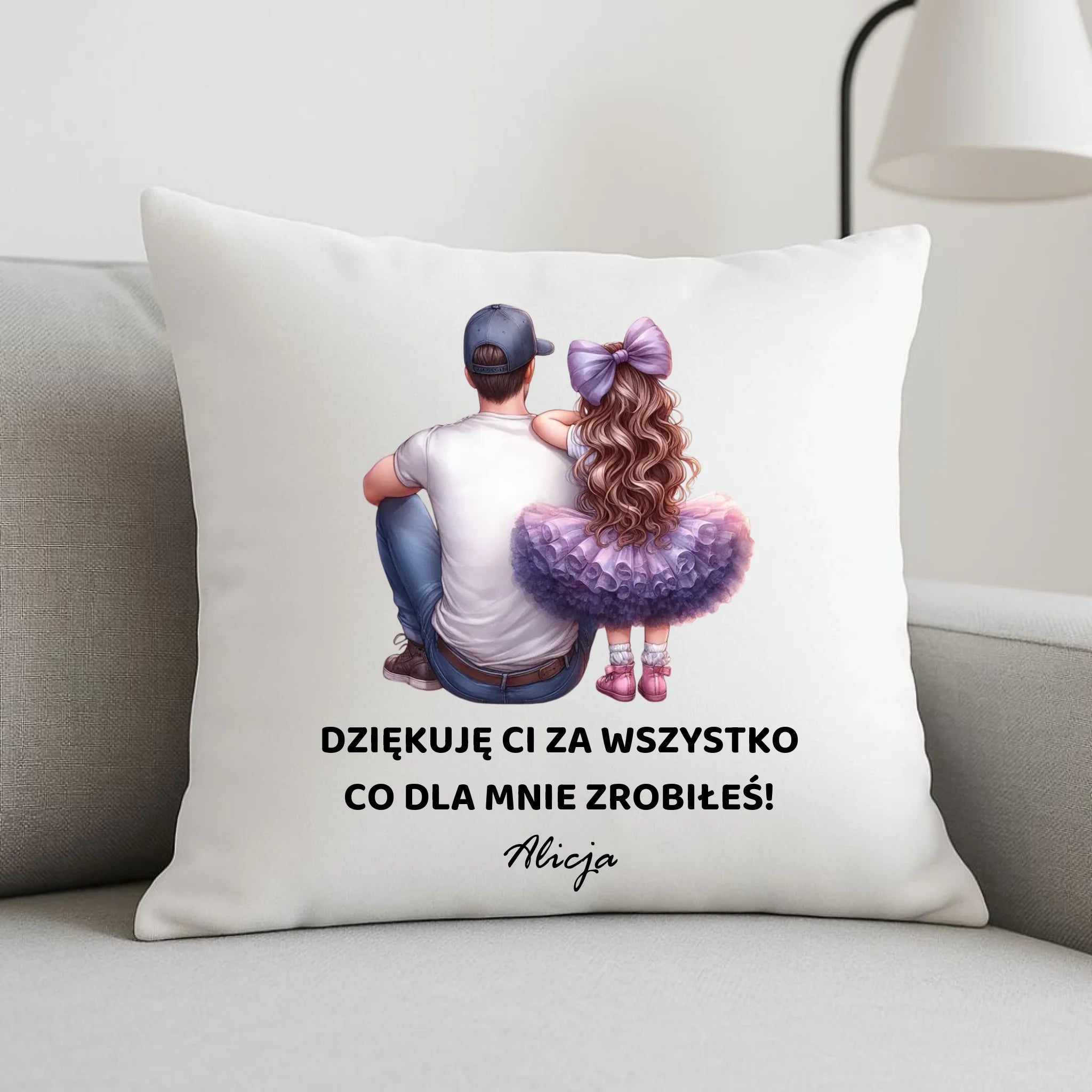 Poduszka dla taty od córki - Dziękuję Ci Tato - personalizowana DT14 - StoryCups.pl