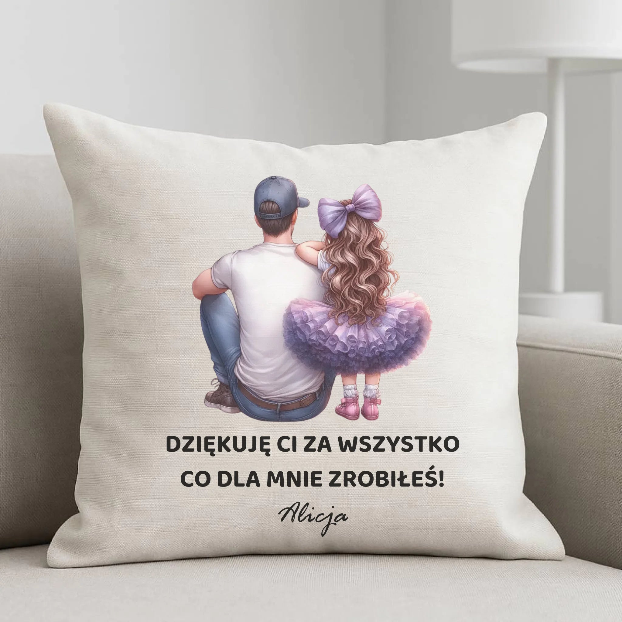 Poduszka dla taty od córki - Dziękuję Ci Tato - personalizowana DT14 - StoryCups.pl