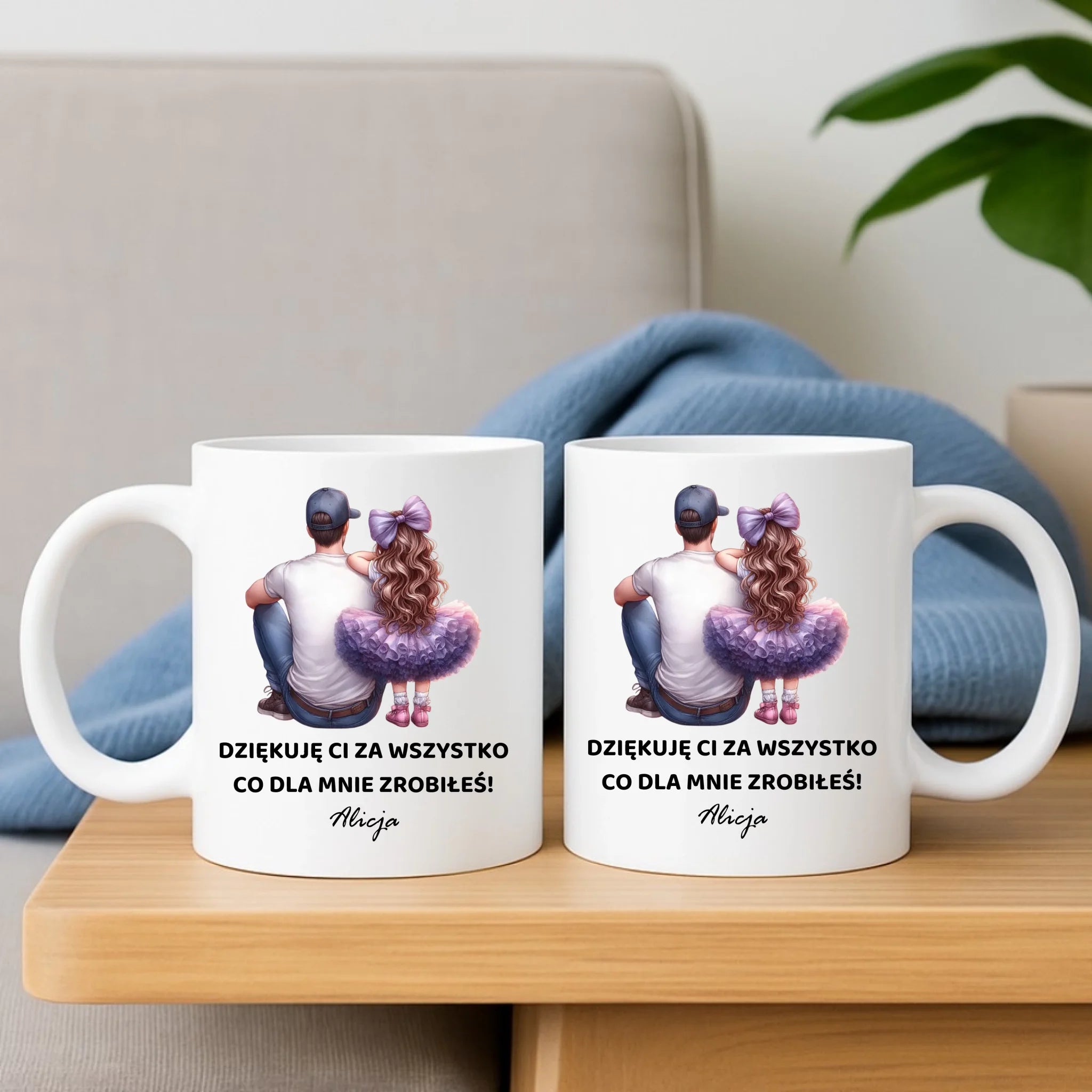 Zestaw poduszka i kubek dla taty od córki - Dziękuję Ci Tato - personalizowany DT14 - StoryCups.pl