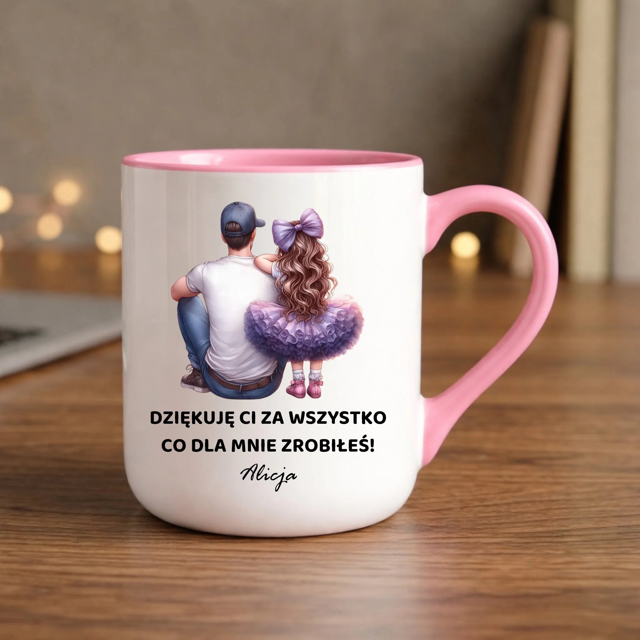 Kubek elegant dla taty od córki - Dziękuję Ci Tato - personalizowany DT14 - StoryCups.pl