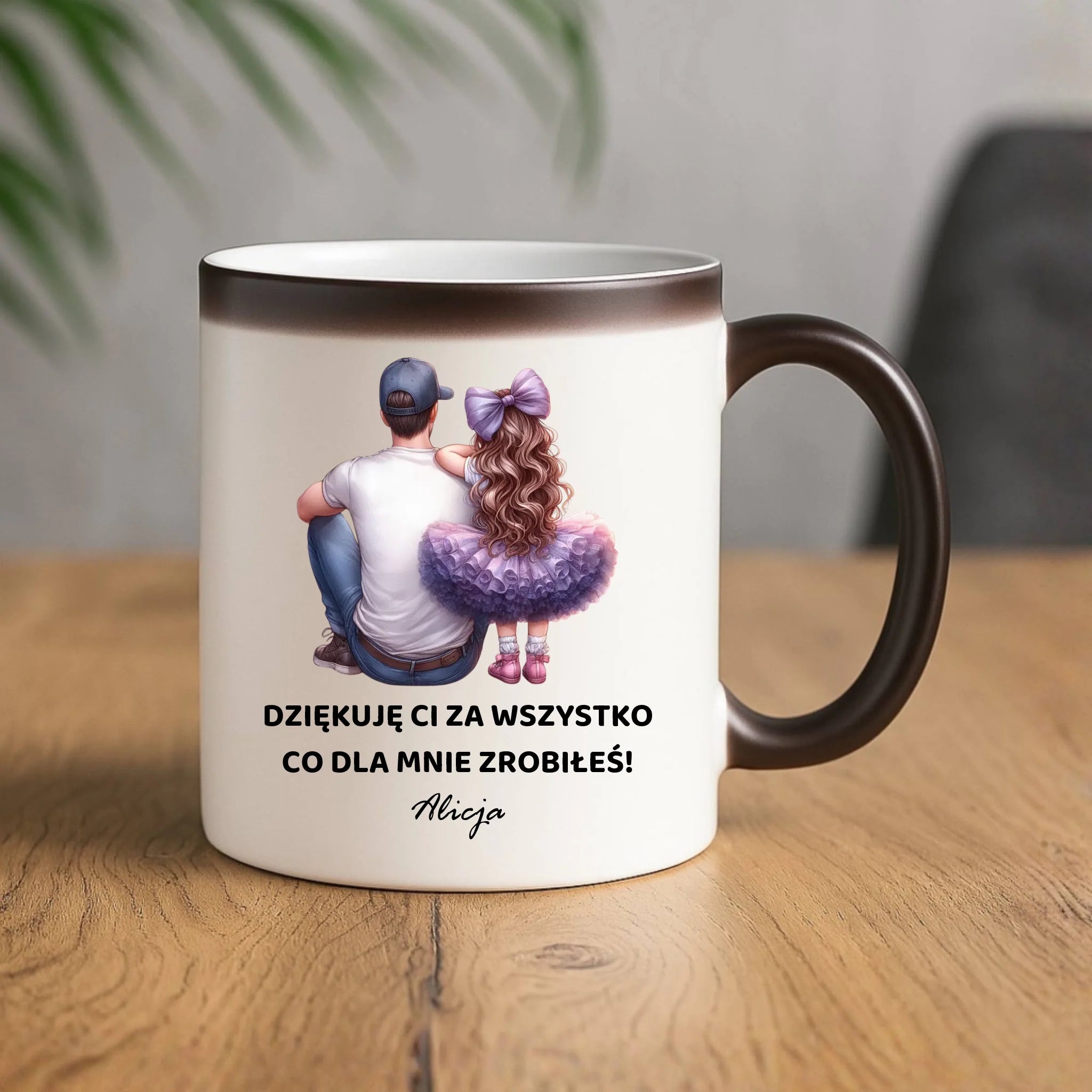 Kubek magiczny dla taty od córki - Dziękuję Ci Tato - personalizowany DT14 - StoryCups.pl