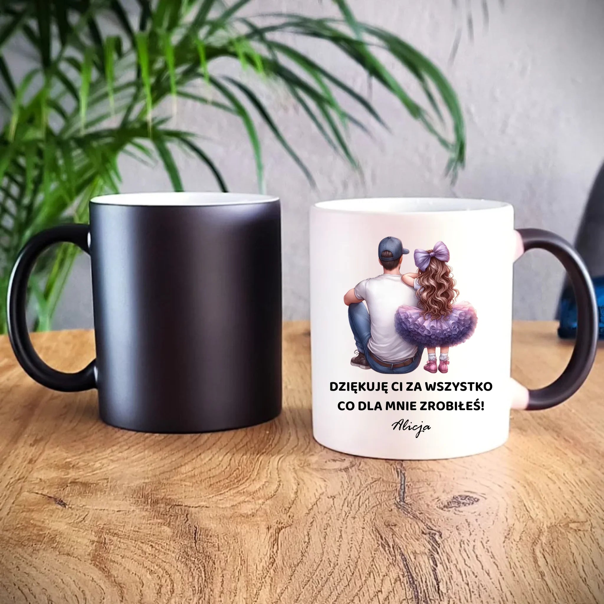 Kubek magiczny dla taty od córki - Dziękuję Ci Tato - personalizowany DT14 - StoryCups.pl