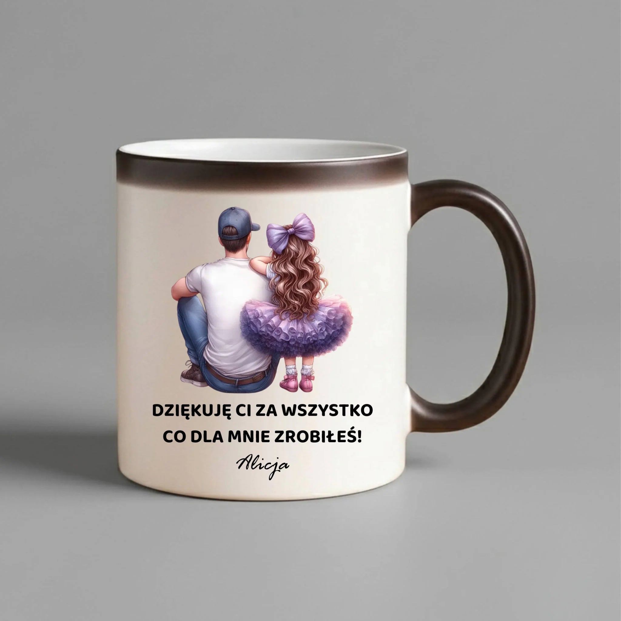 Kubek magiczny dla taty od córki - Dziękuję Ci Tato - personalizowany DT14 - StoryCups.pl