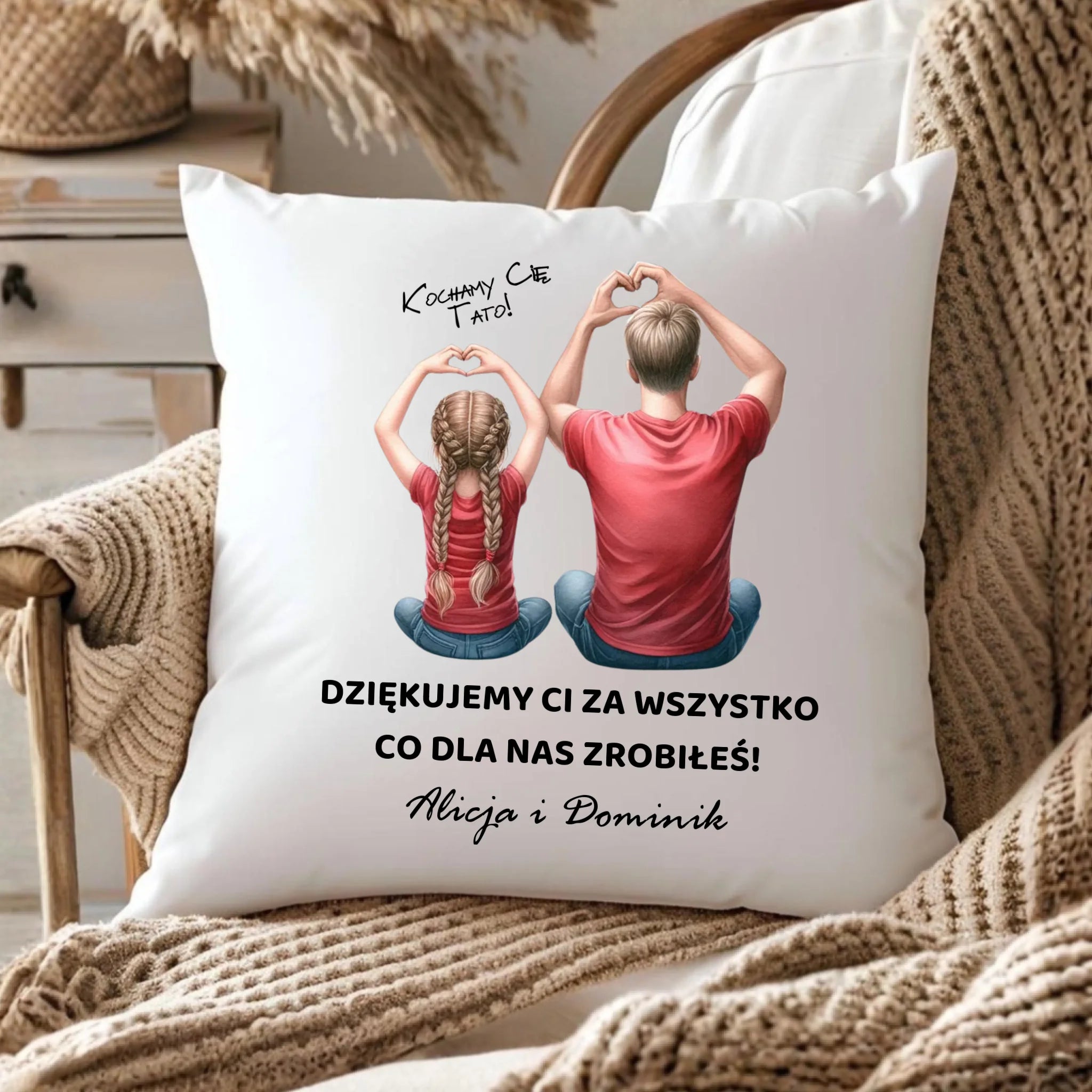 Poduszka dla taty od dzieci - Dziękujemy Ci Tato - personalizowana DT14 - StoryCups.pl