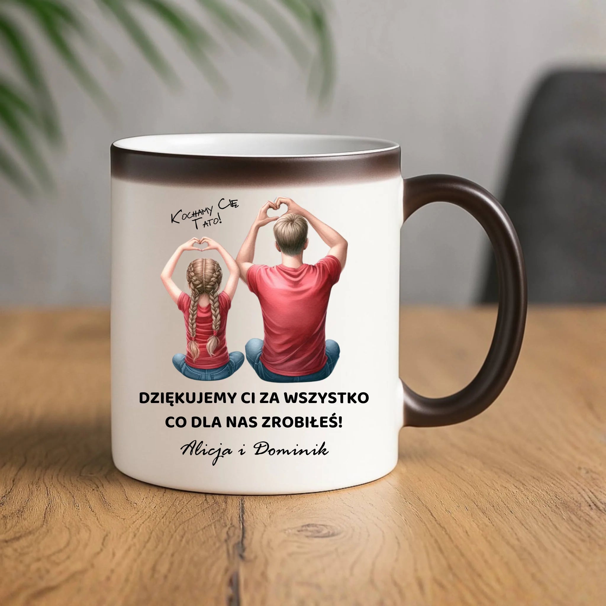 Kubek magiczny dla taty od dzieci - Dziękujemy Ci Tato - personalizowany DT14 - StoryCups.pl