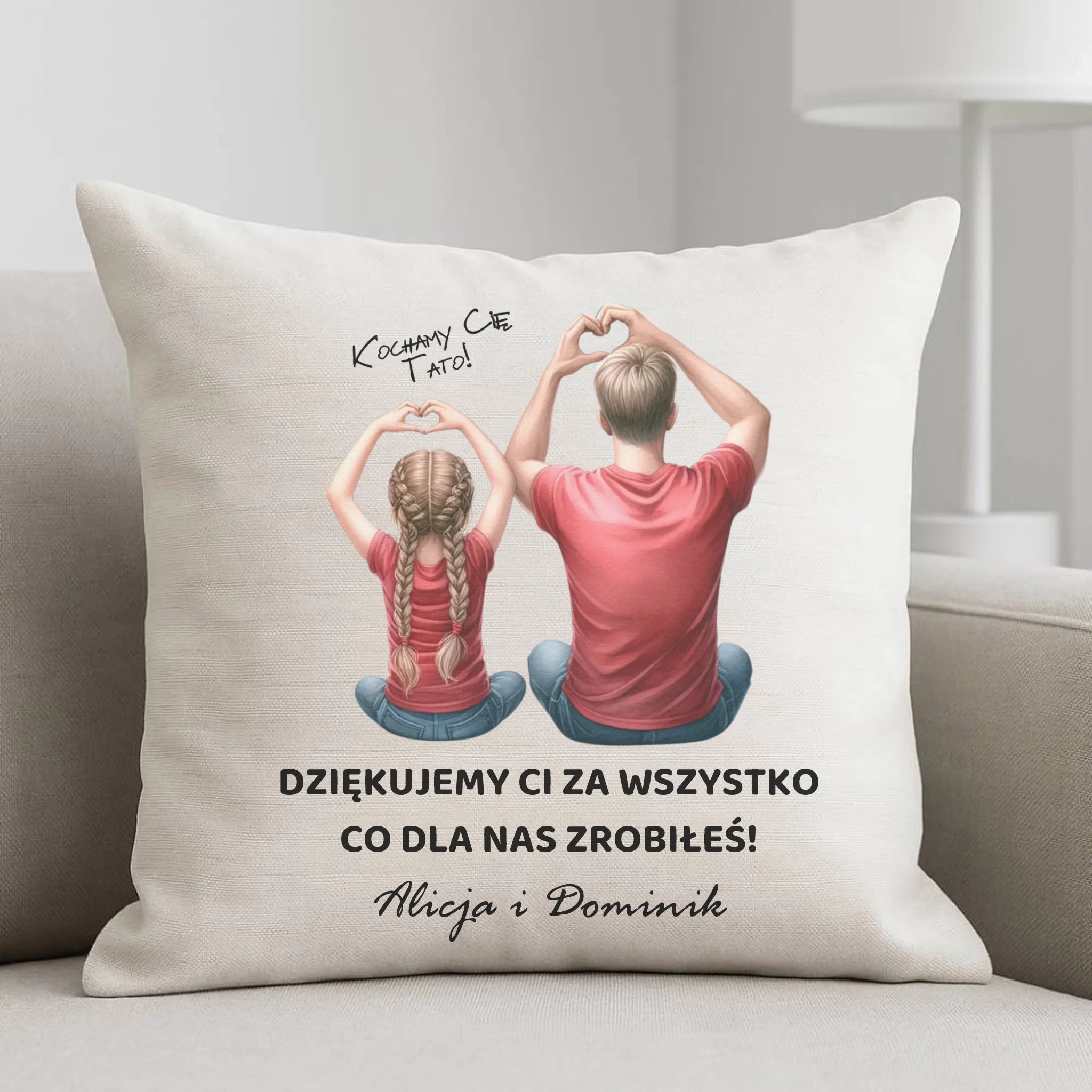 Poduszka dla taty od dzieci - Dziękujemy Ci Tato - personalizowana DT14 - StoryCups.pl