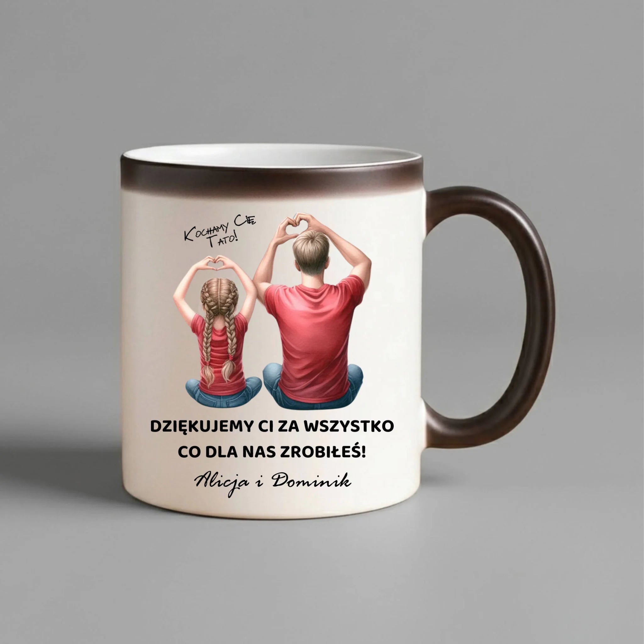 Kubek magiczny dla taty od dzieci - Dziękujemy Ci Tato - personalizowany DT14 - StoryCups.pl