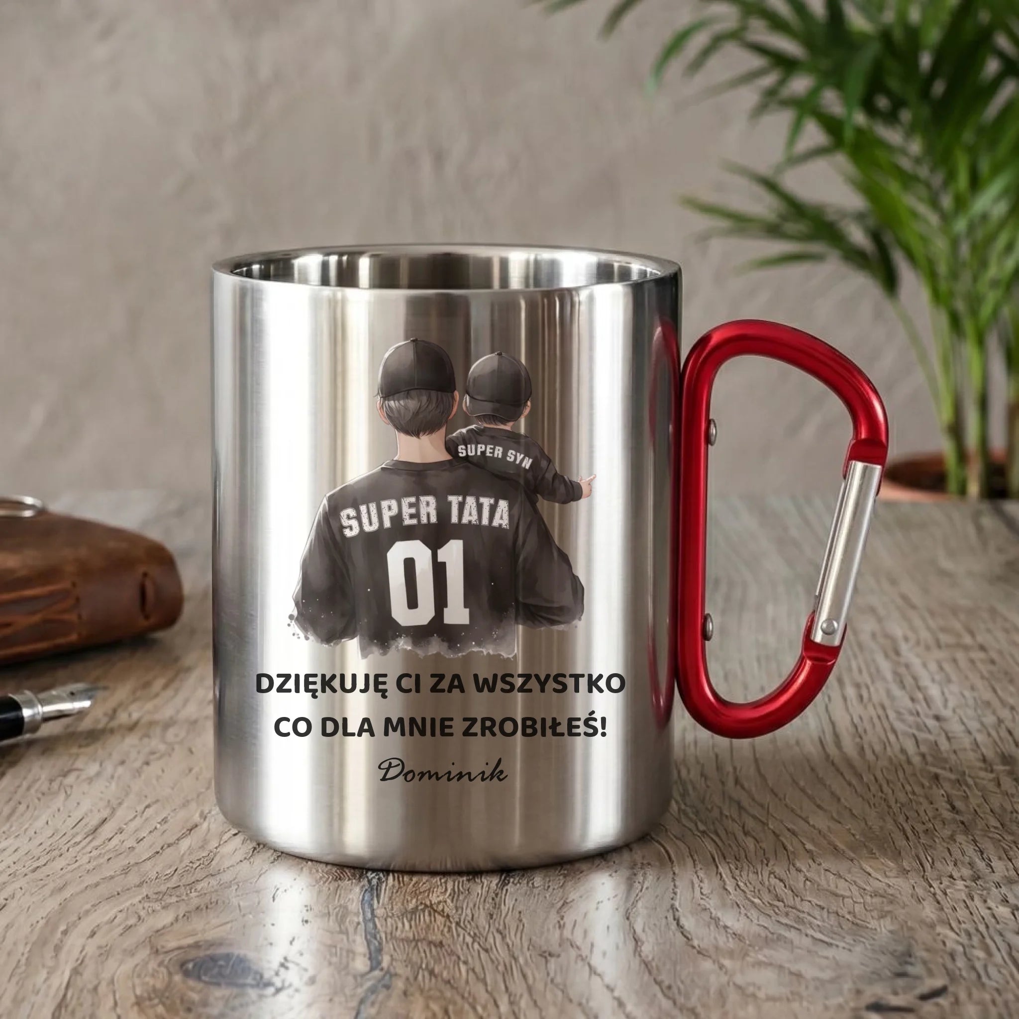 Kubek turystyczny dla taty od syna - Dziękuję Ci Tato - personalizowany DT14 - StoryCups.pl