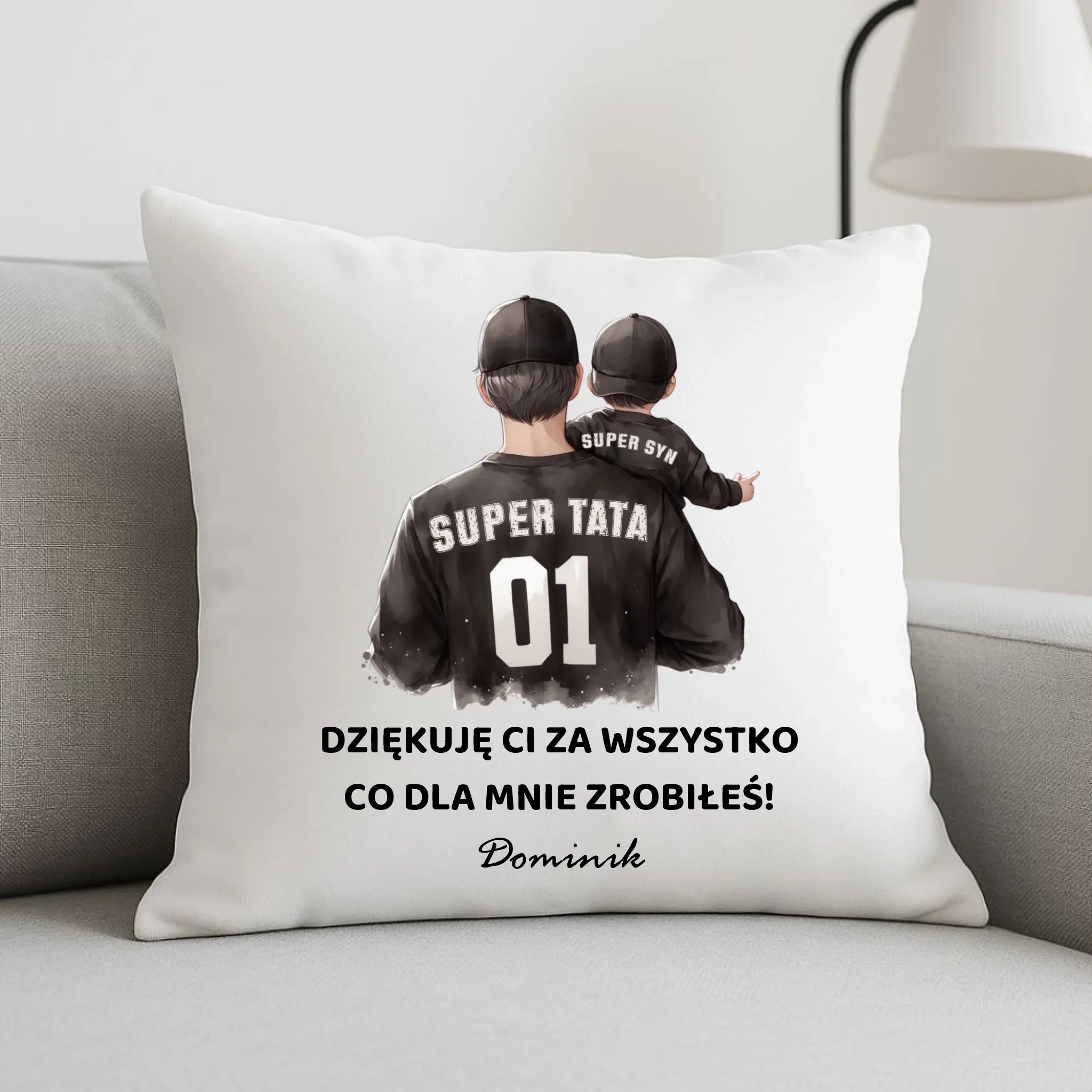 Poduszka dla taty od syna - Dziękuję Ci Tato - personalizowana DT14 - StoryCups.pl