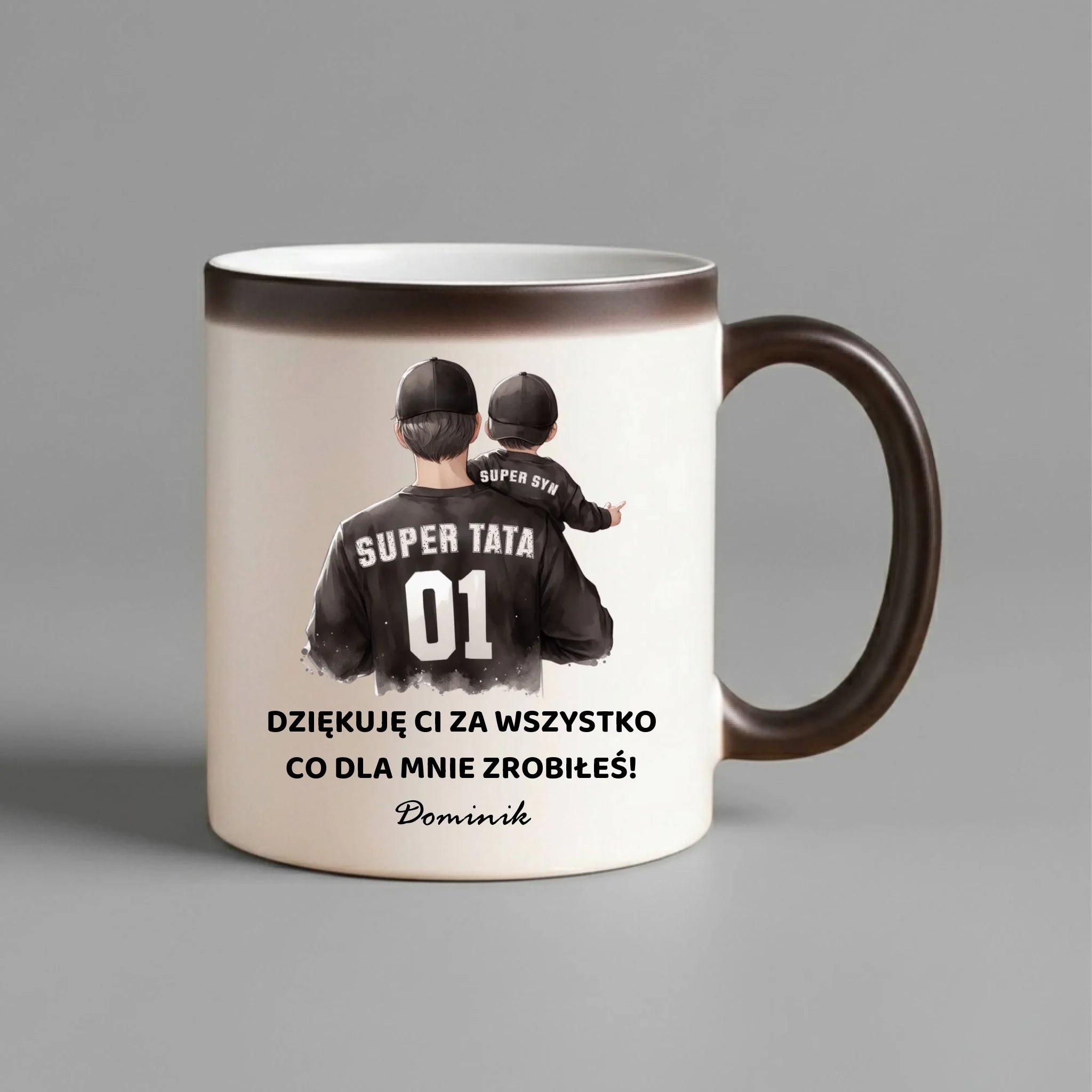 Kubek magiczny dla taty od syna - Dziękuję Ci Tato - personalizowany DT14 - StoryCups.pl