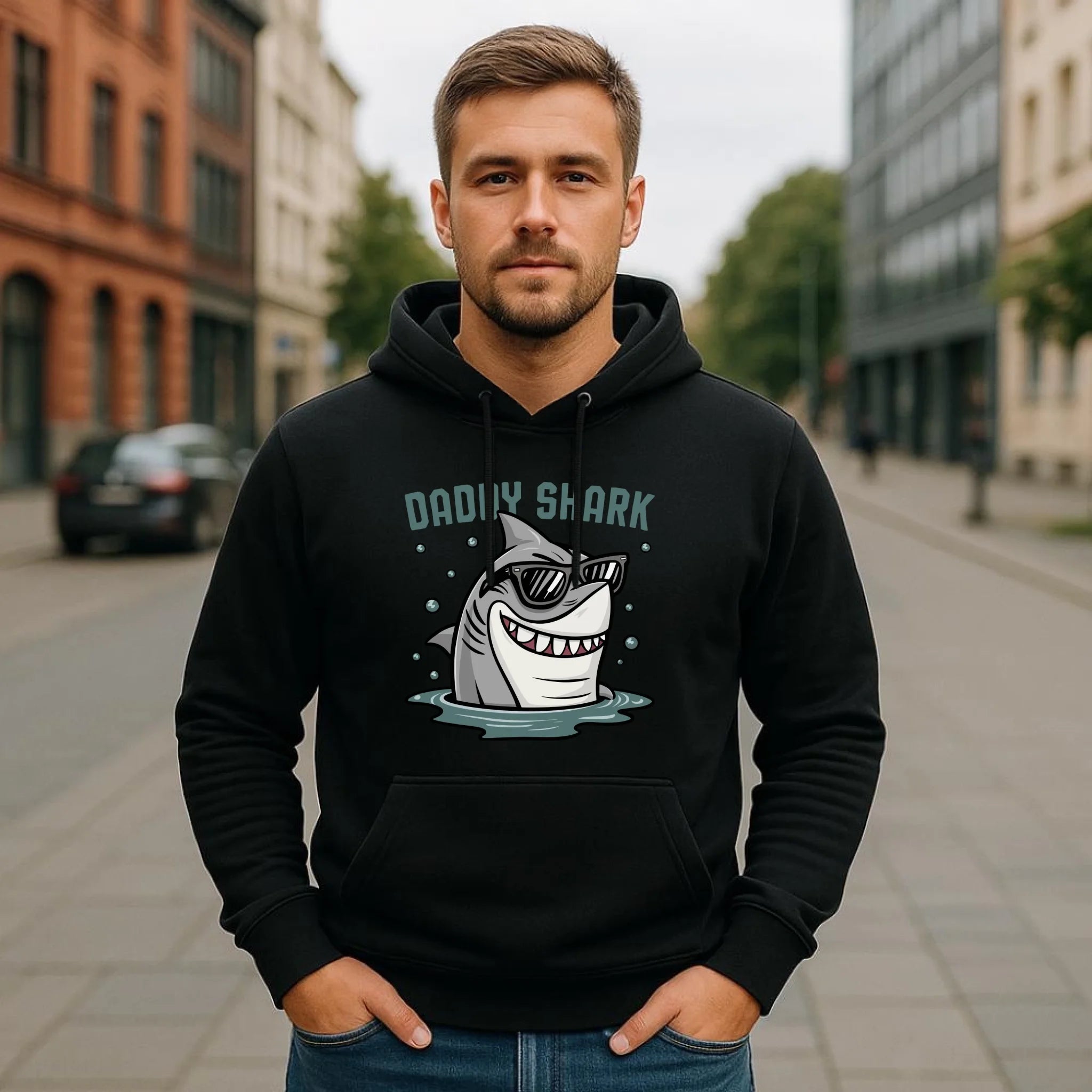 Bluza z kapturem dla taty - Daddy shark DT15 - StoryCups.pl