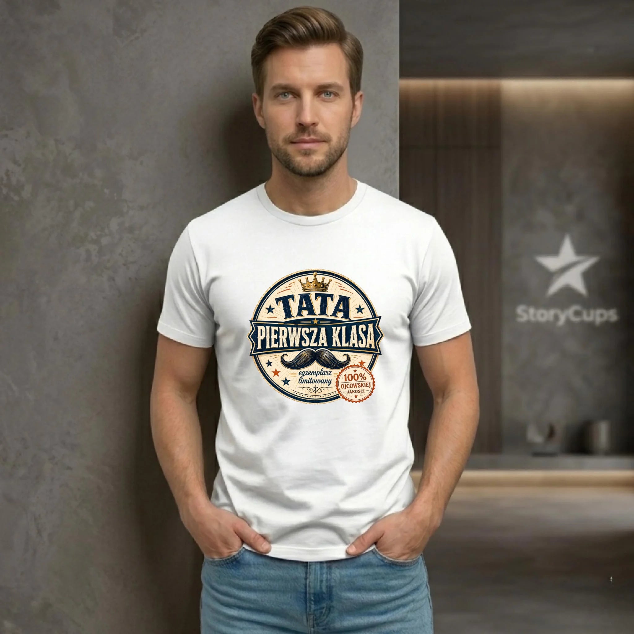Koszulka dla taty - Tata pierwsza klasa DT16 - StoryCups.pl