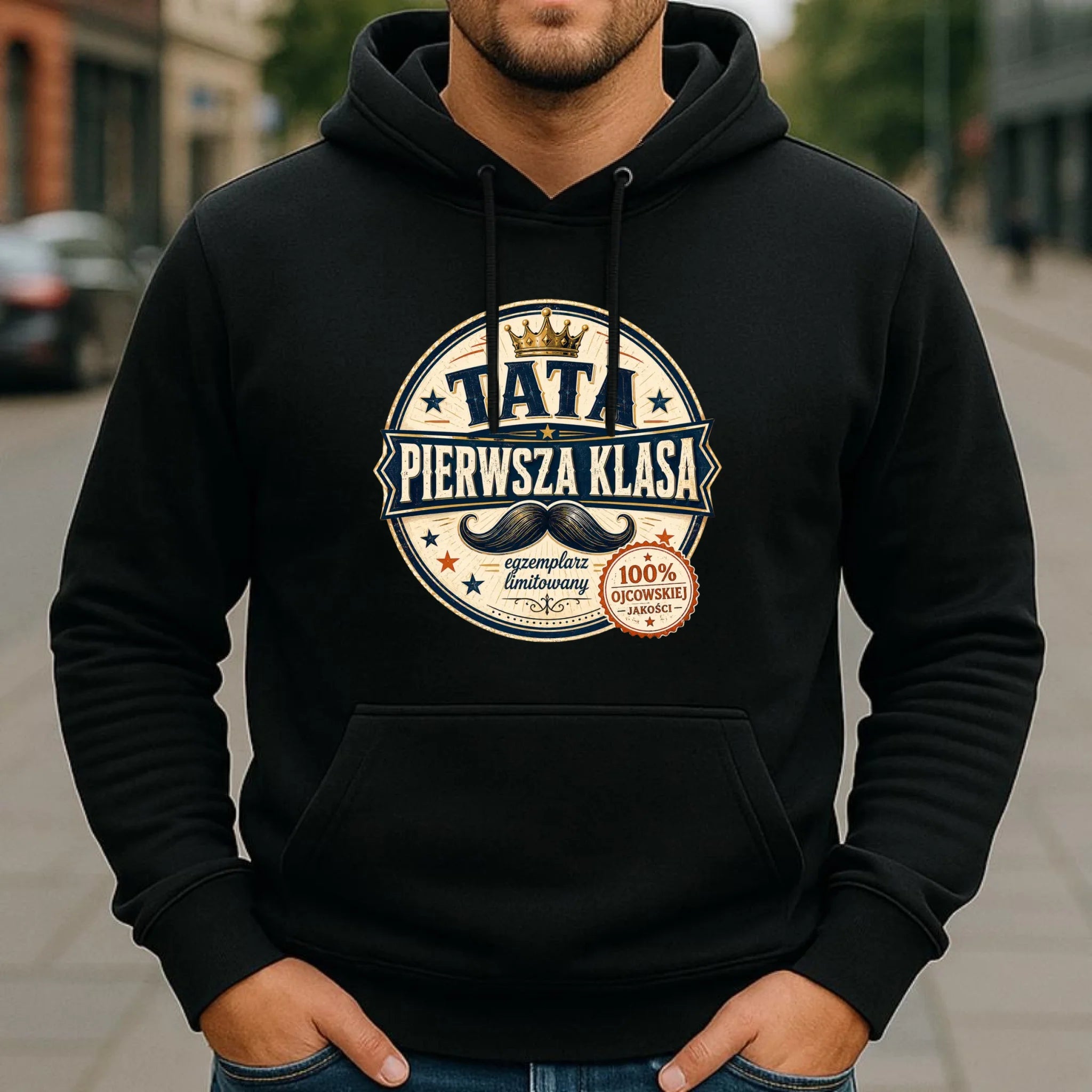 Bluza z kapturem dla taty - Tata pierwsza klasa DT16 - StoryCups.pl