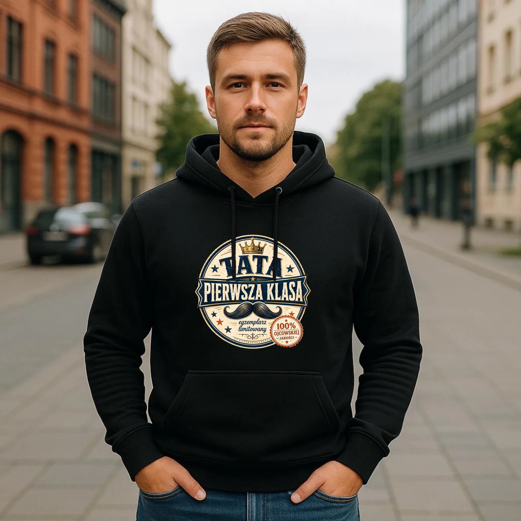 Bluza z kapturem dla taty - Tata pierwsza klasa DT16 - StoryCups.pl