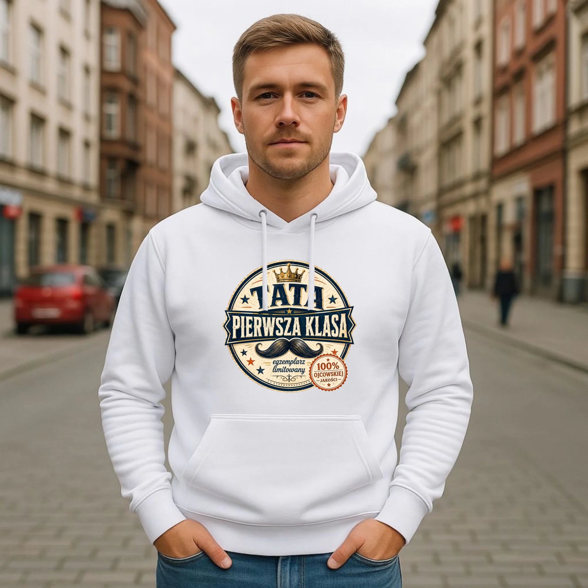 Bluza z kapturem dla taty - Tata pierwsza klasa DT16 - StoryCups.pl