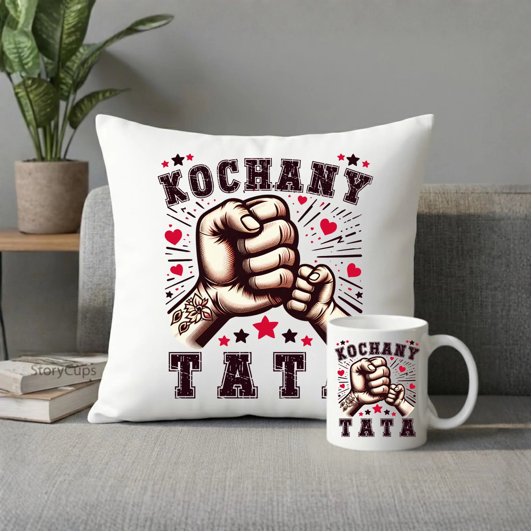 Zestaw poduszka i kubek dla taty - Kochany Tata DT18 - StoryCups.pl