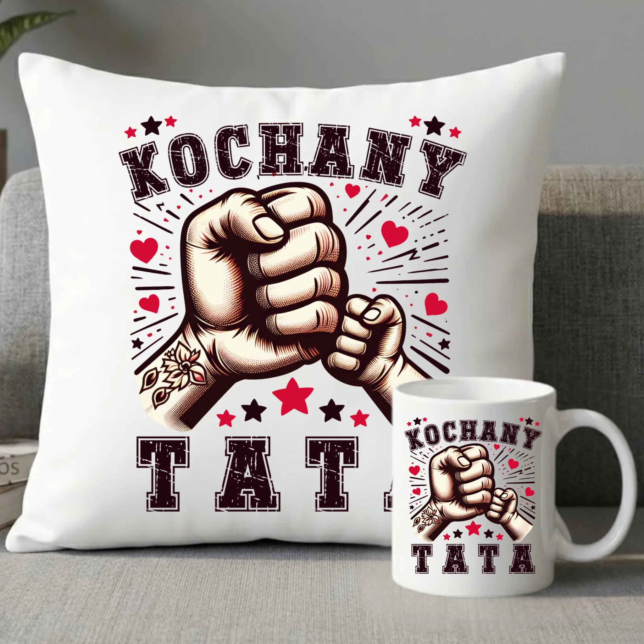 Zestaw poduszka i kubek dla taty - Kochany Tata DT18 - StoryCups.pl