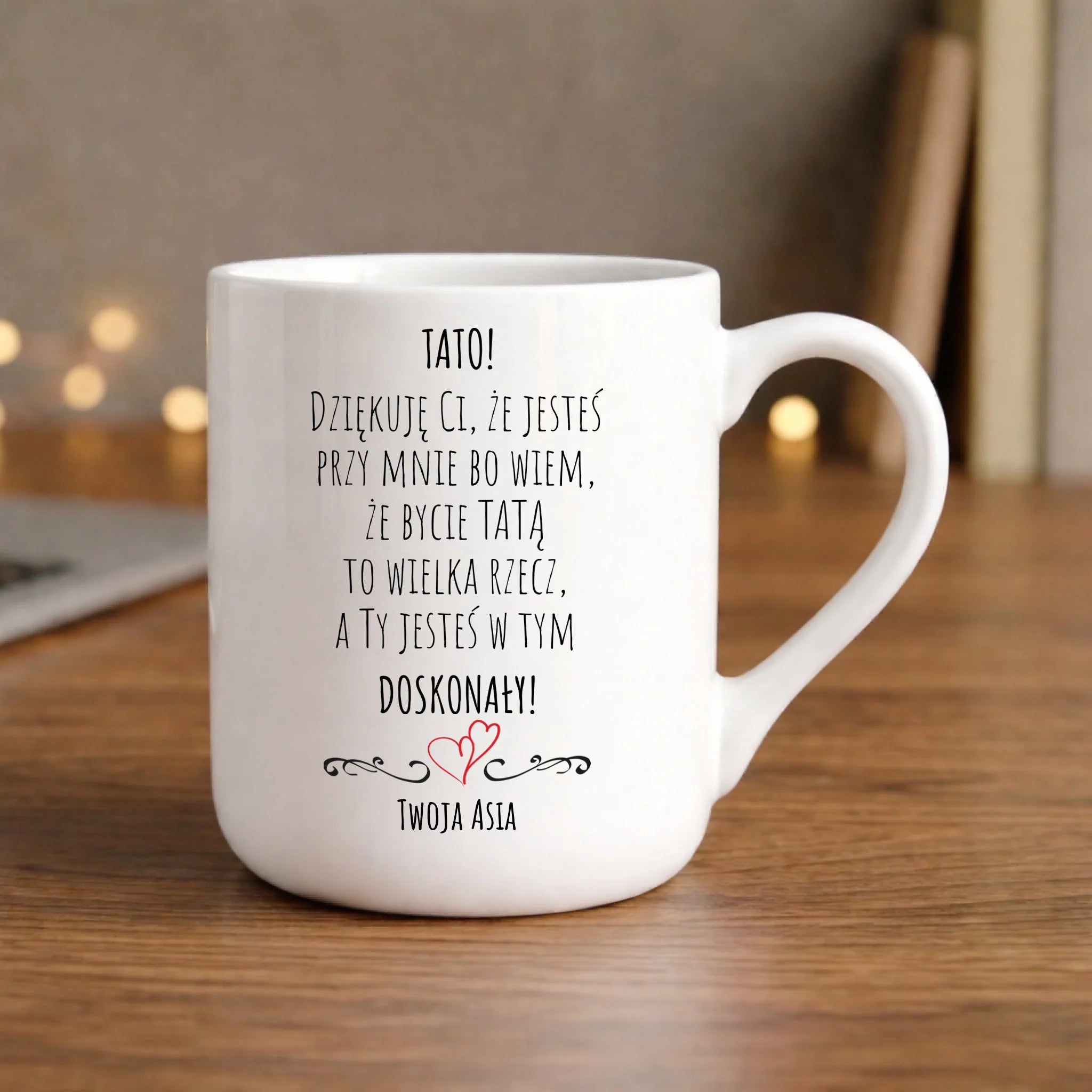 Kubek elegant dla taty z podziękowaniem - Tato jesteś doskonały - personalizowany DT19 - StoryCups.pl