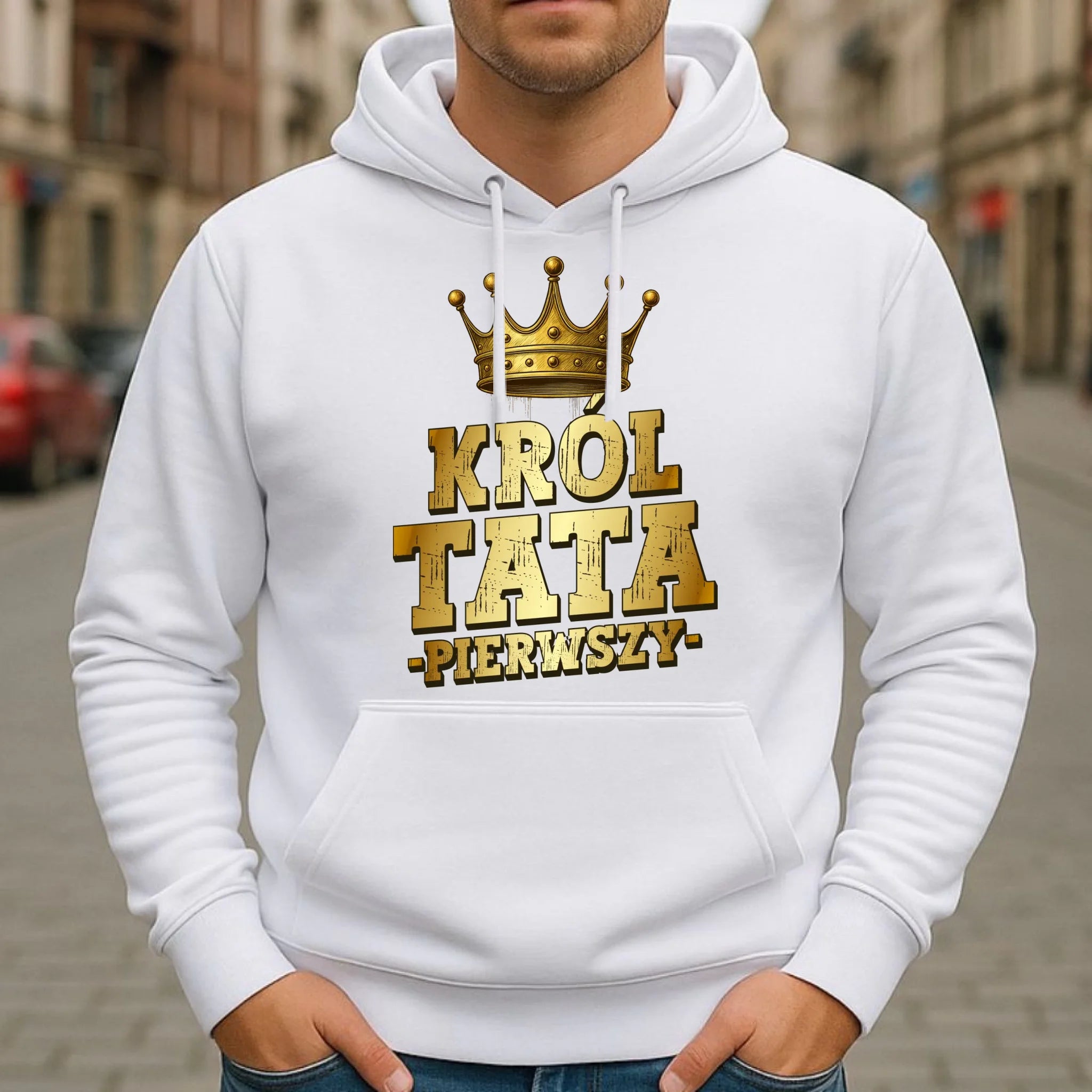 Bluza z kapturem dla taty - Król Tata Pierwszy DT20 - StoryCups.pl