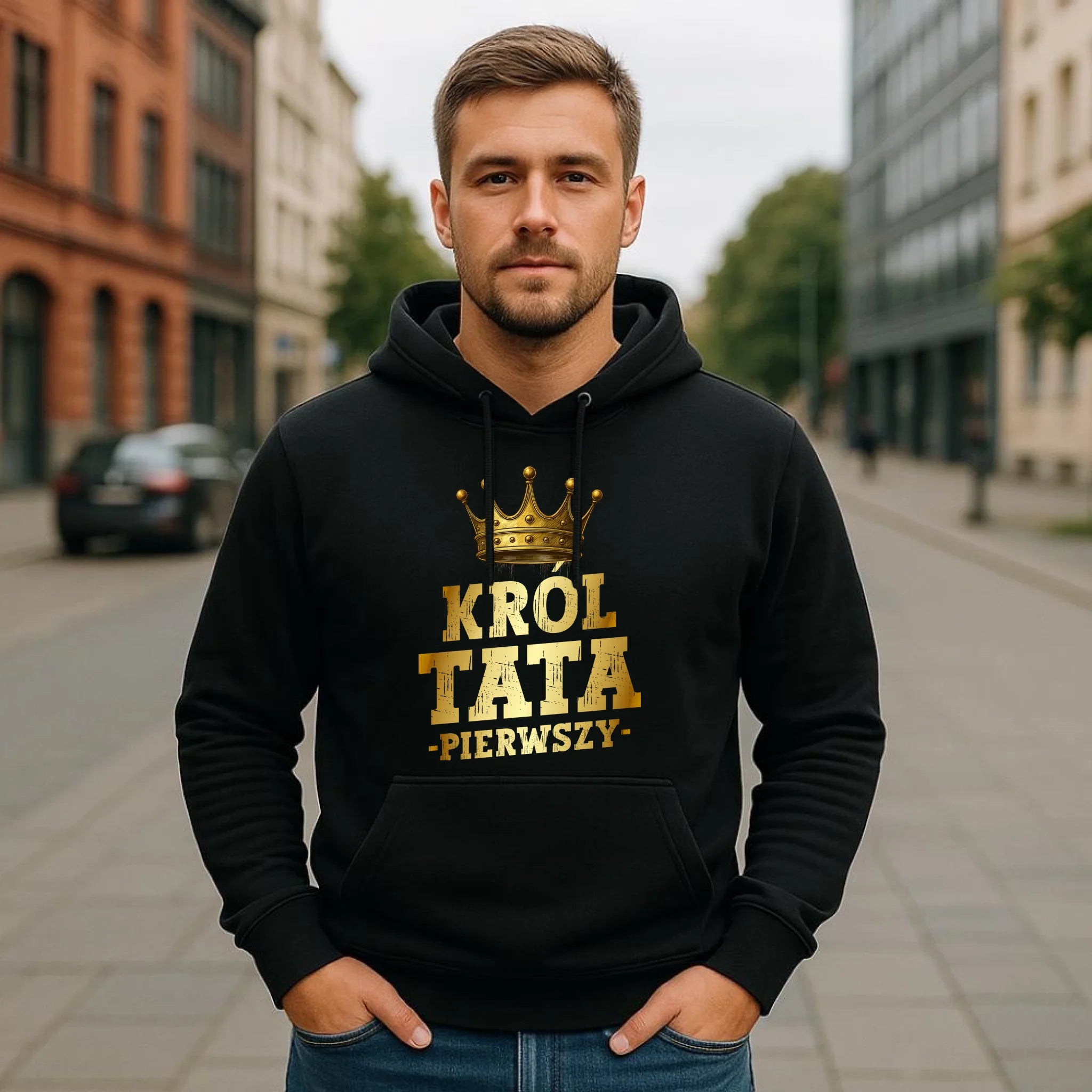 Bluza z kapturem dla taty - Król Tata Pierwszy DT20 - StoryCups.pl