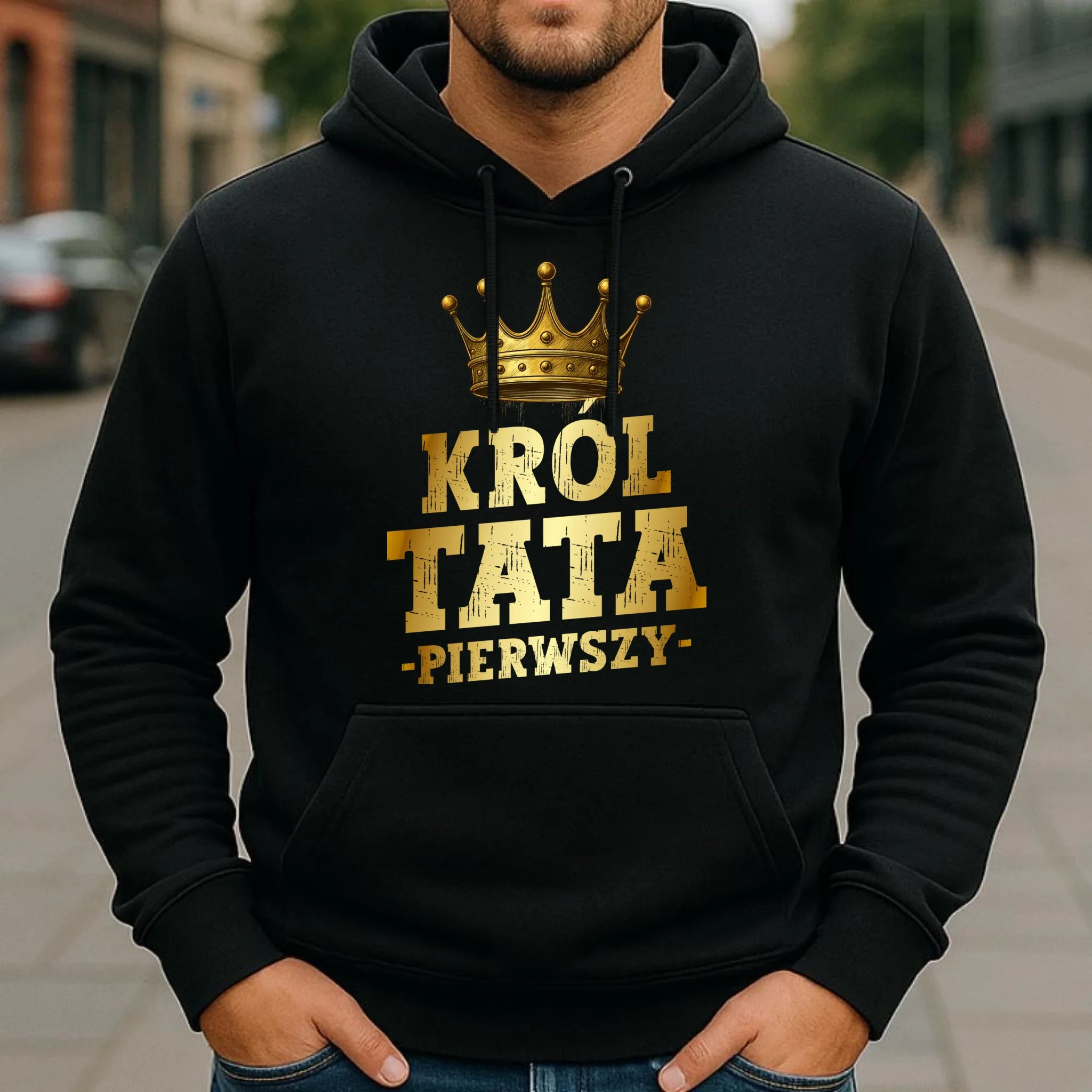 Bluza z kapturem dla taty - Król Tata Pierwszy DT20 - StoryCups.pl