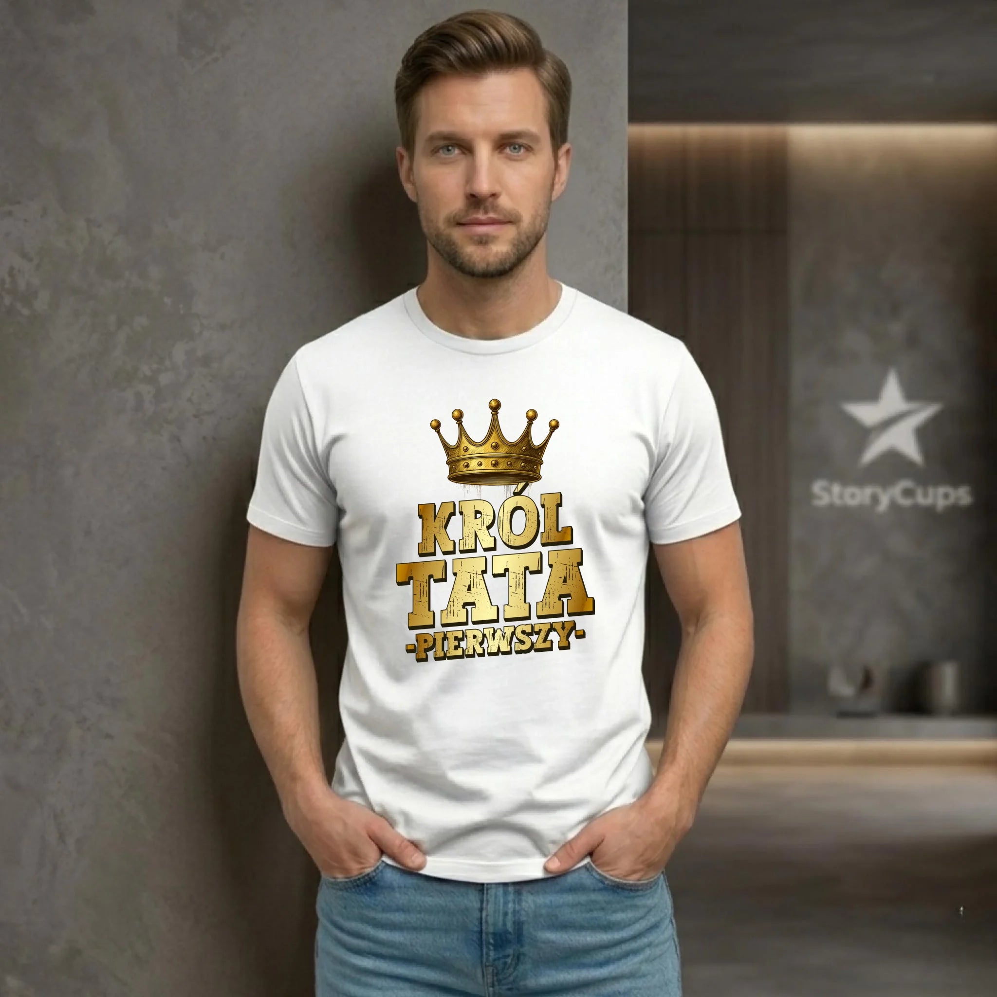 Koszulka dla taty - Król Tata Pierwszy DT20 - StoryCups.pl