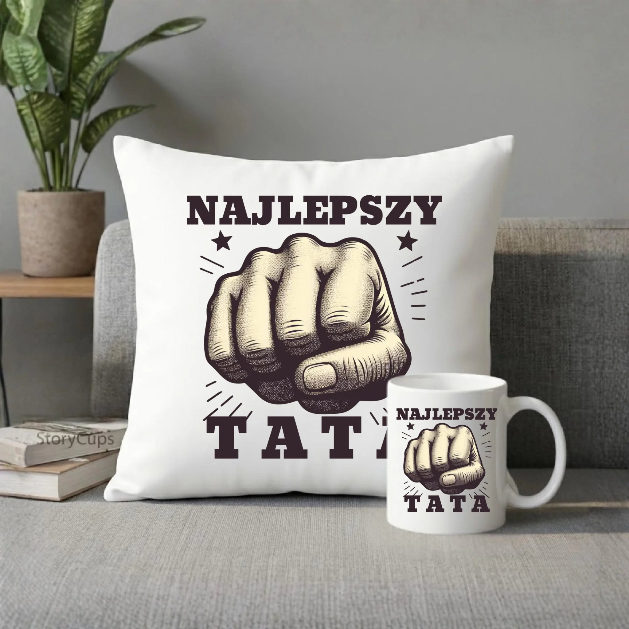 Zestaw poduszka i kubek dla taty - Najlepszy tata DT22 - StoryCups.pl